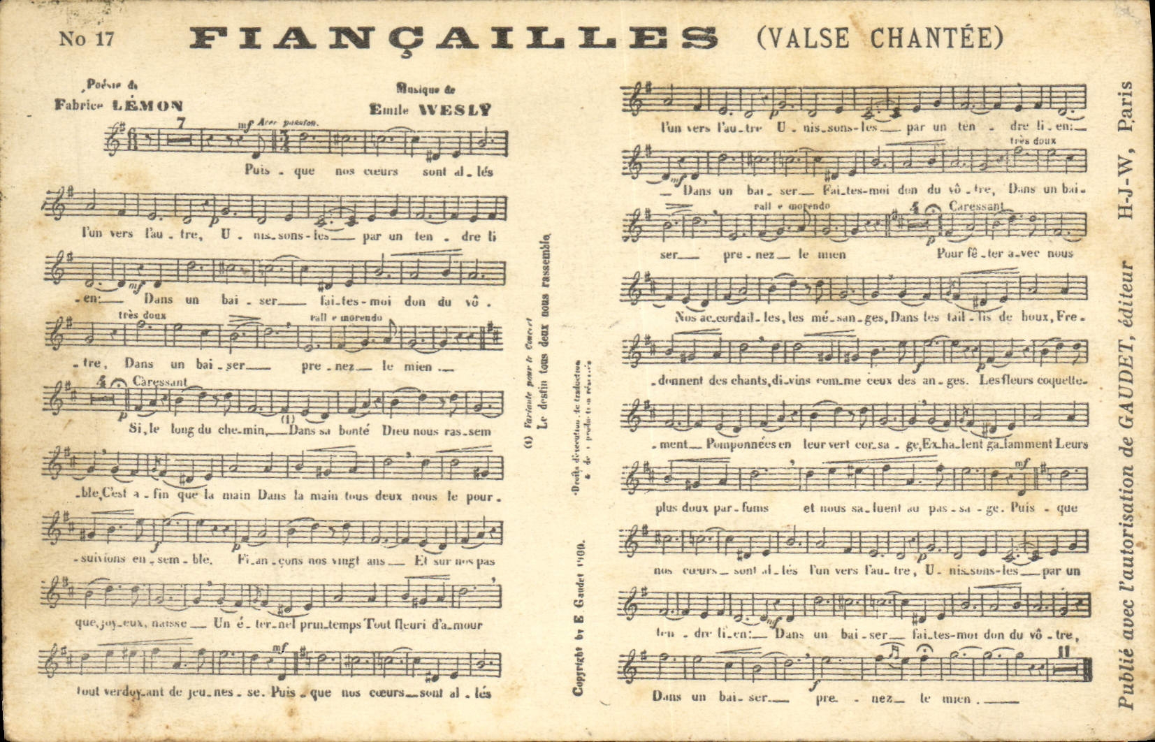 CPA Fiancailles Valse chantee