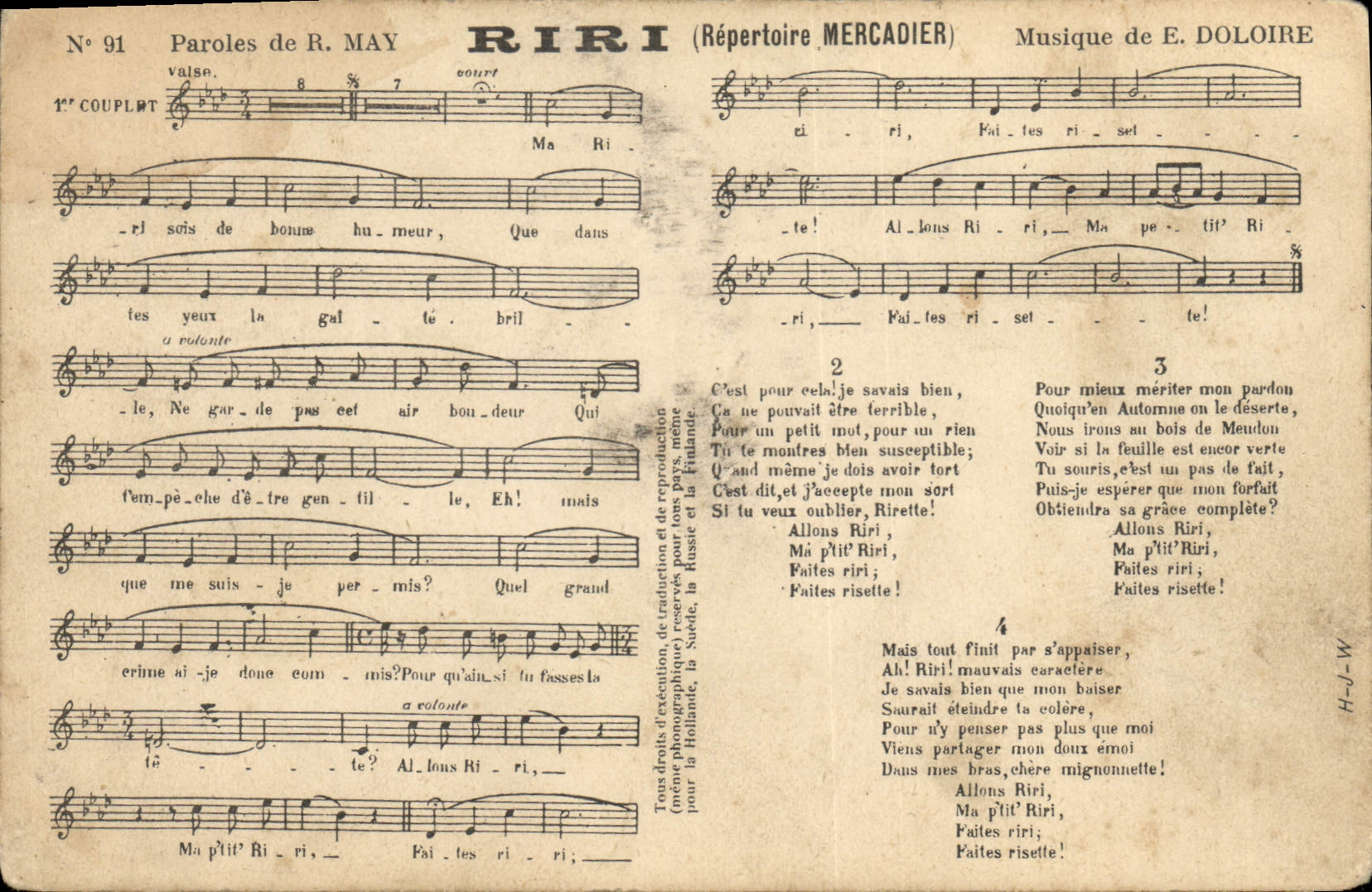 Vintage Postcard Riri Mercadier Adze May