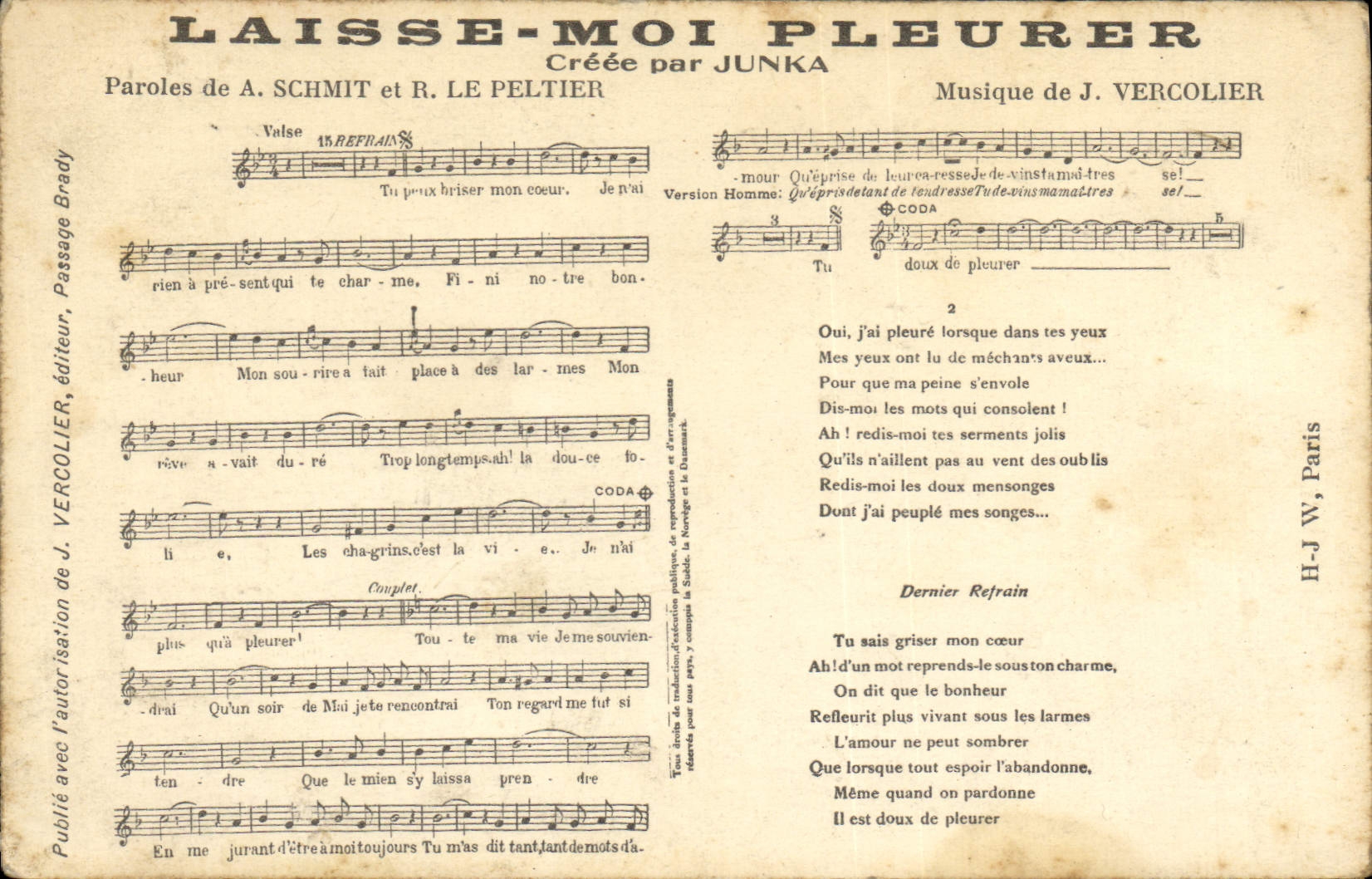 CPA Laisse moi pleurer Junka Schmit Le Peltier Vercolier