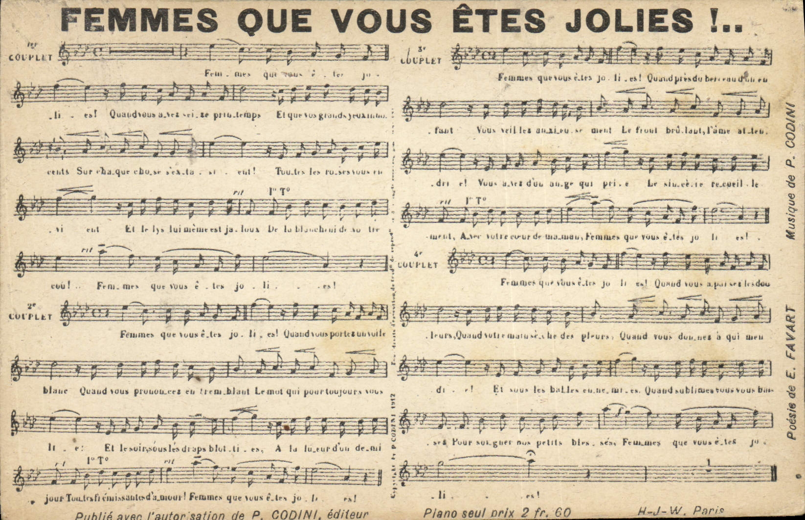 CPA Femmes que vous etes jolies Favart Codini