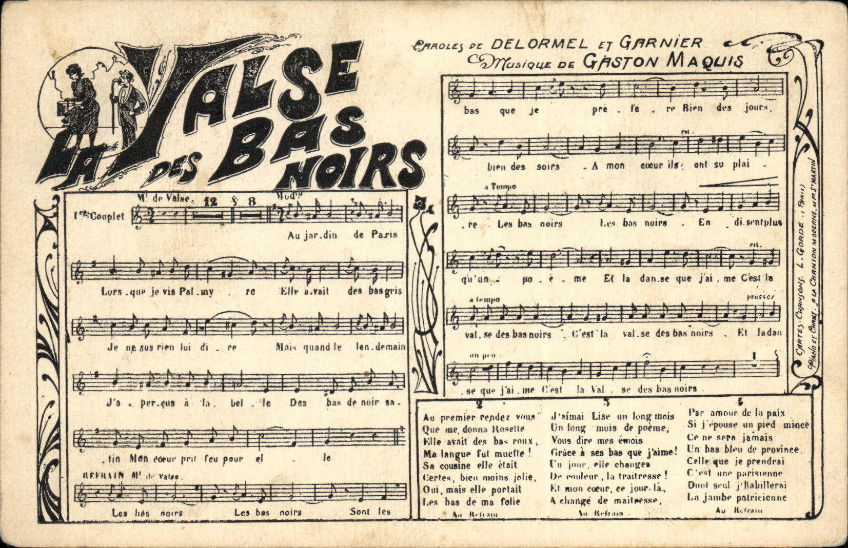 Vintage Postcard the waltz of Black Bottoms Delormel Garnier Gaston Maquis