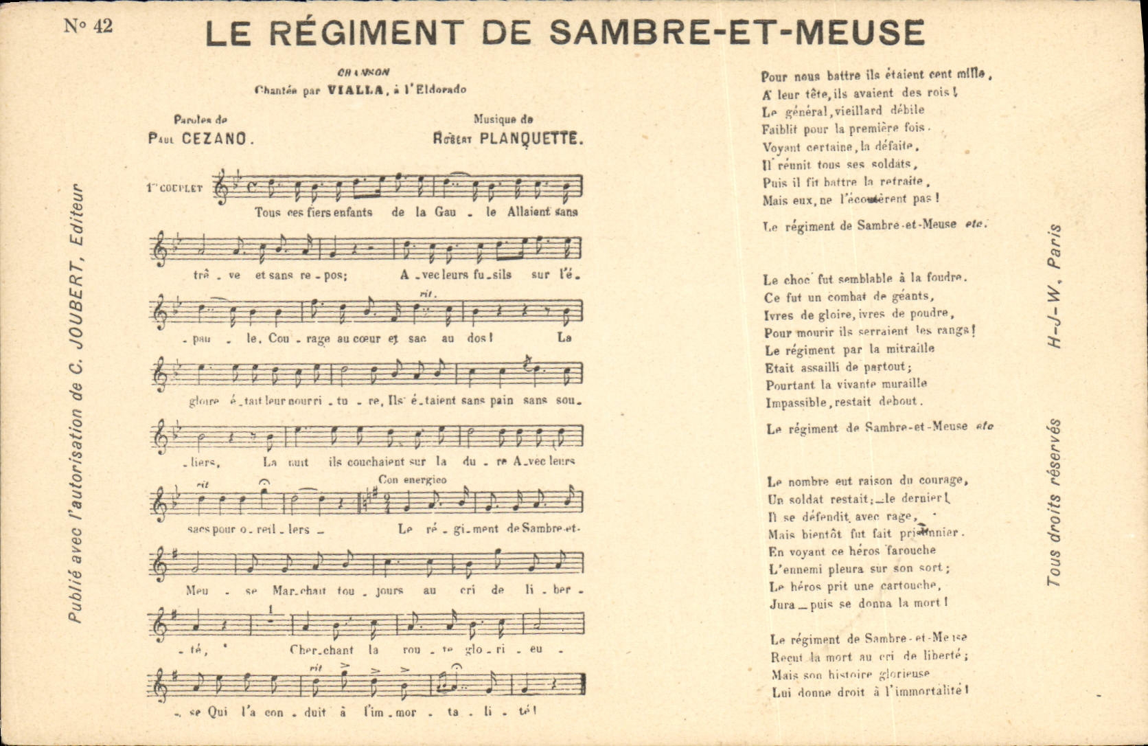 CPA Le regiment de Sambre et Meuse Paul Cezano Robert Planquette