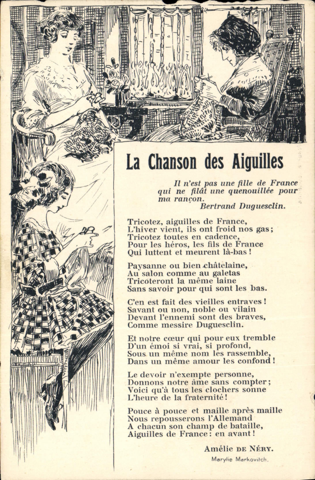 Vintage Postcard the song of the needles Amelie de Nery