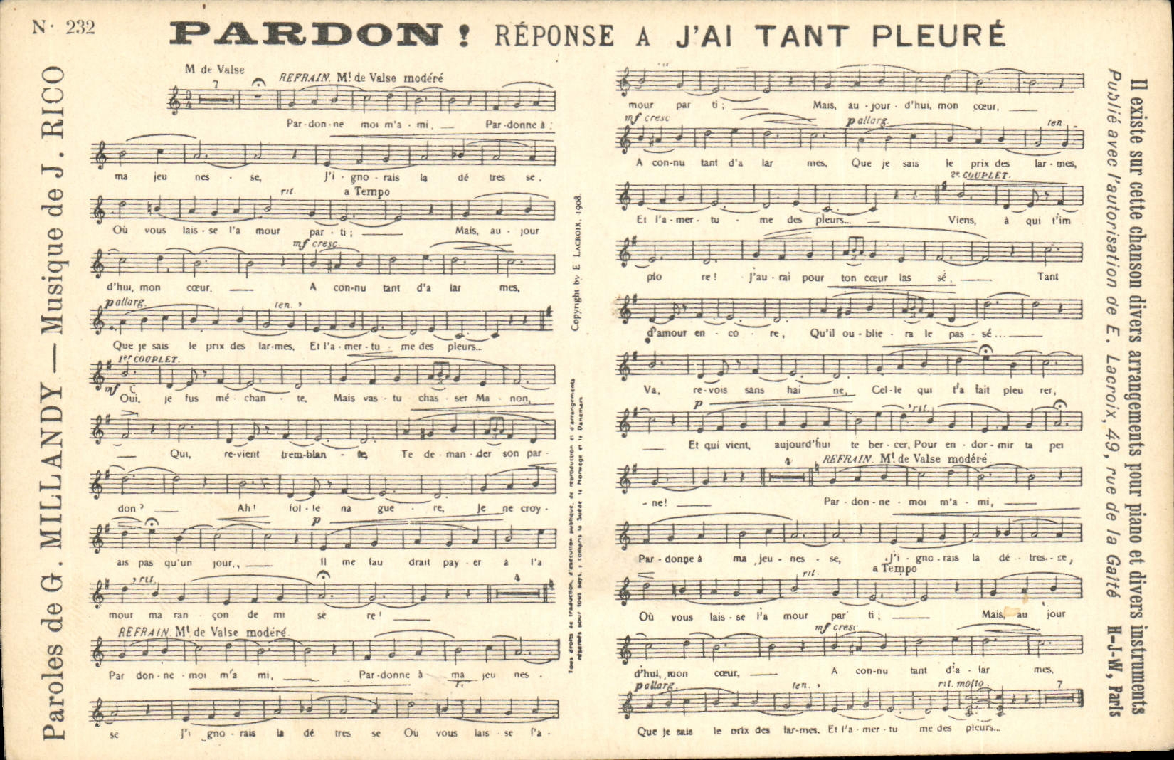 Vintage Postcard Pardon Answer has I have so much cry Millandy Rico