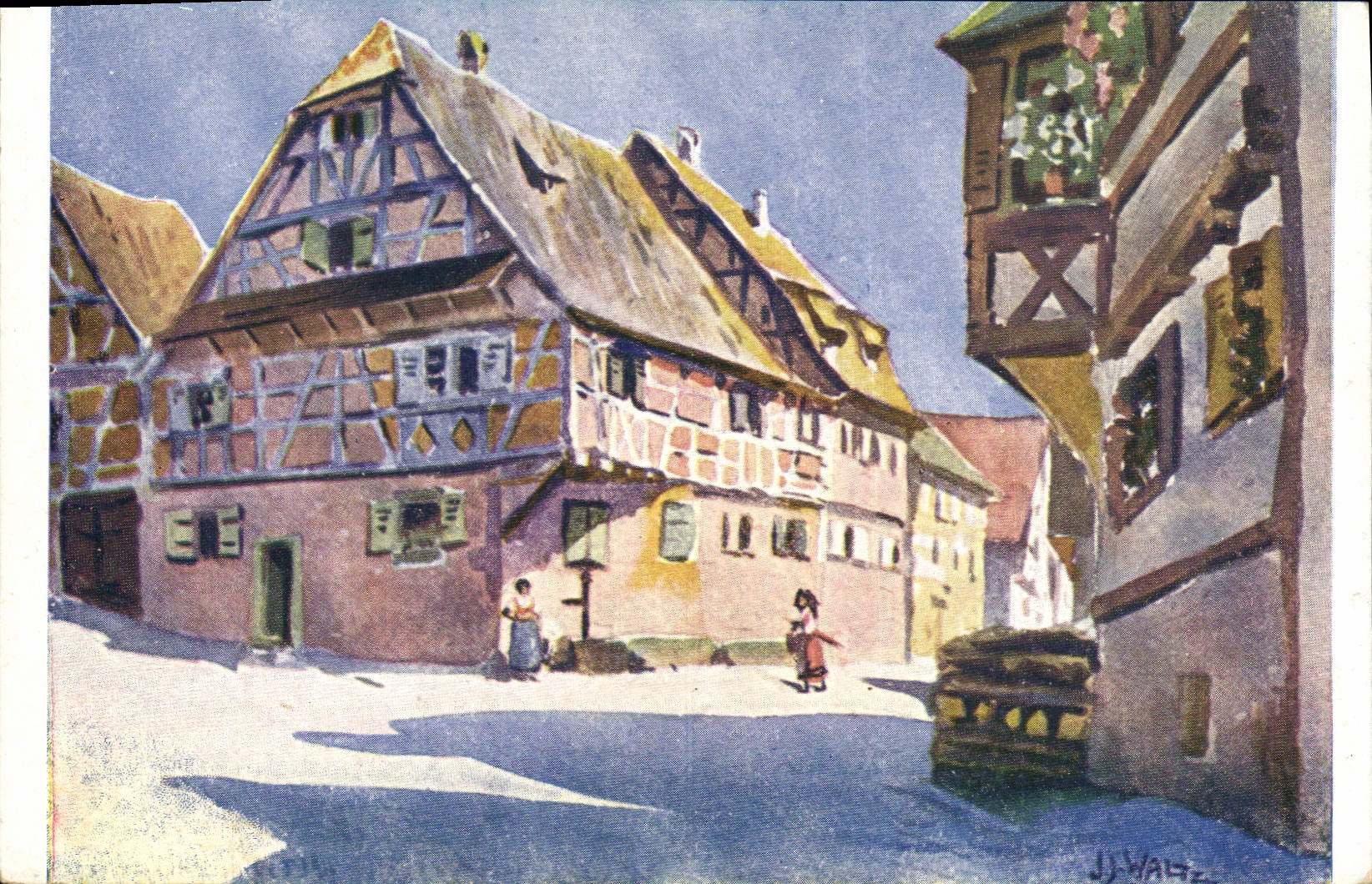 Vintage Postcard Folklore Alsace Hansi SIGNAL