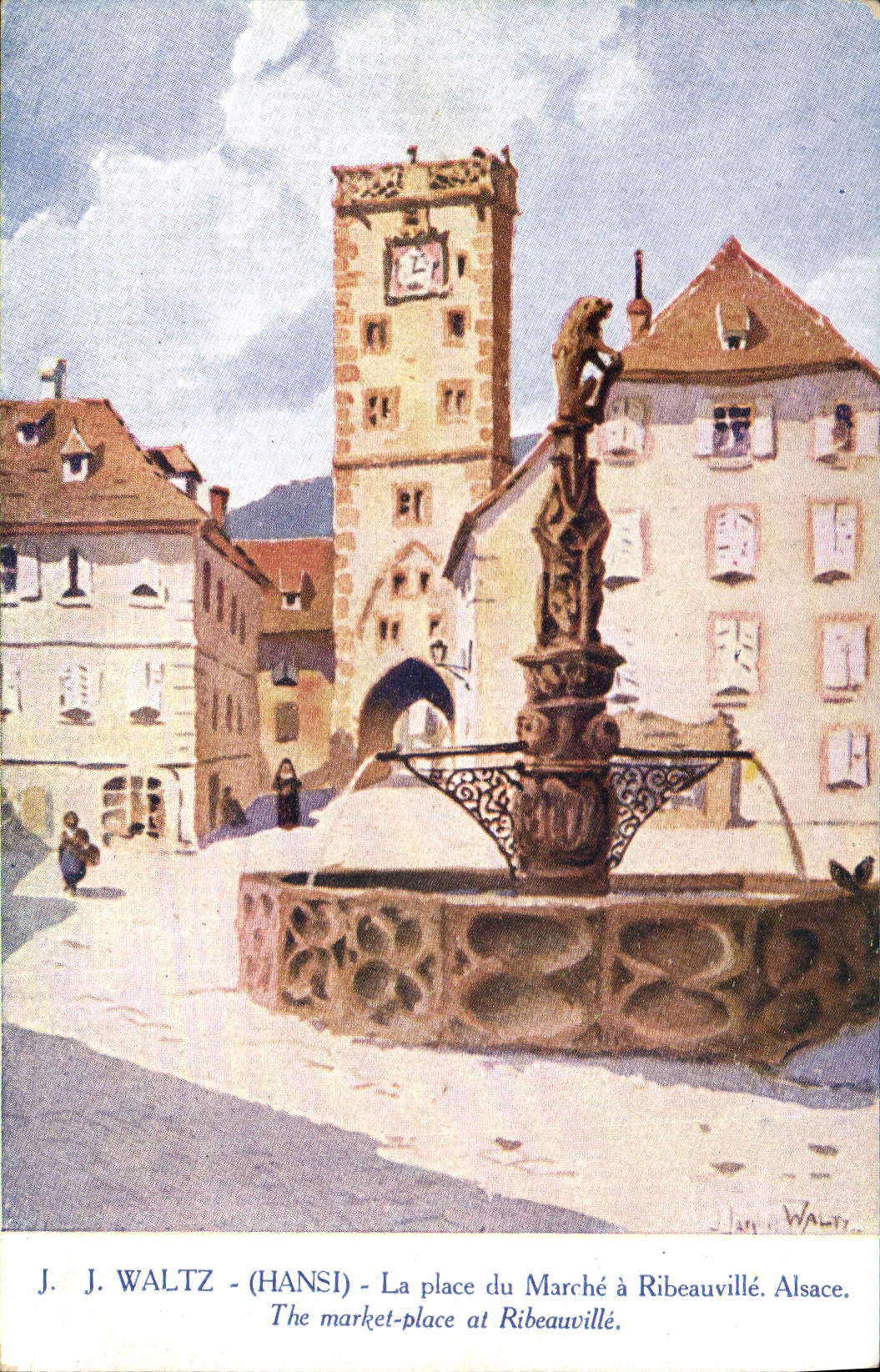 Vintage Postcard Folklore Alsace Waltz Hansi the place of walk has Ribeauville