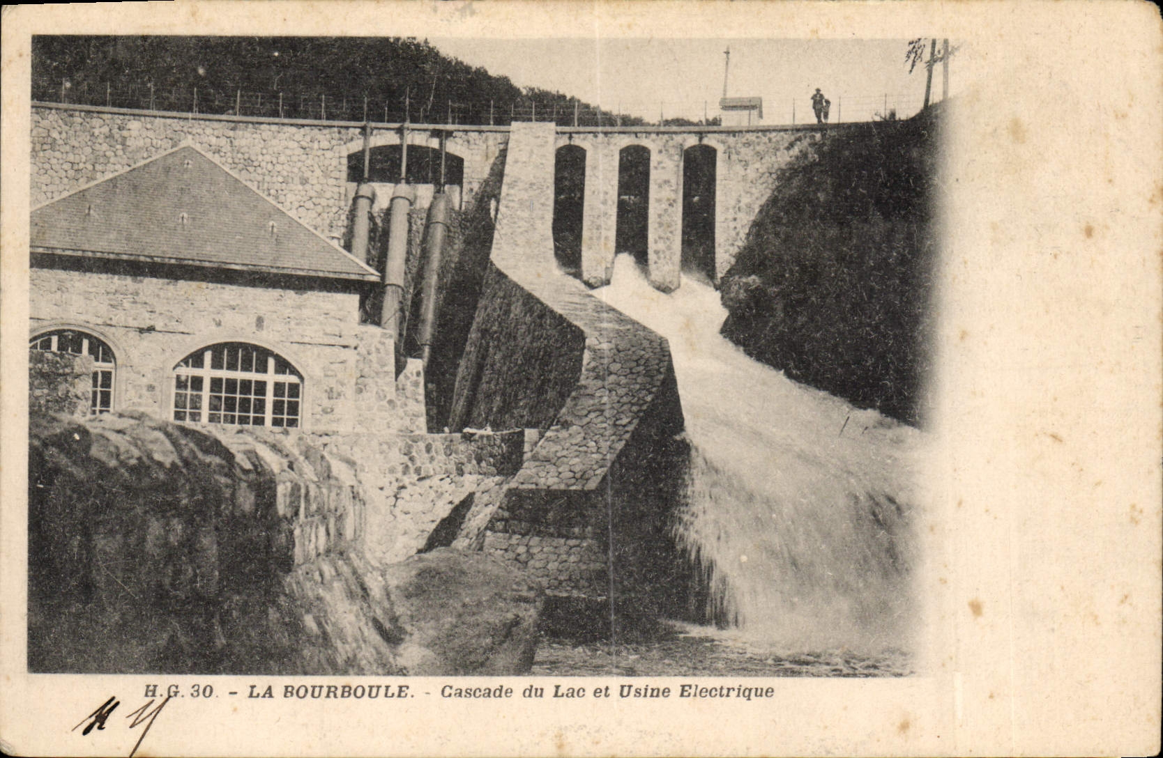 Vintage Postcard Electricite Bourboule Cascades of the lake and electric factory