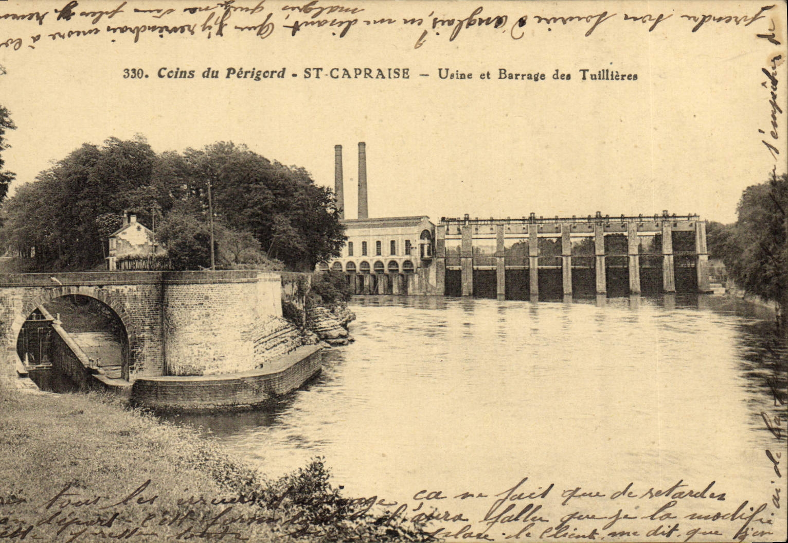 Vintage Postcard Electricite Perigord St Capraise Machines and stopping of Tuillieres