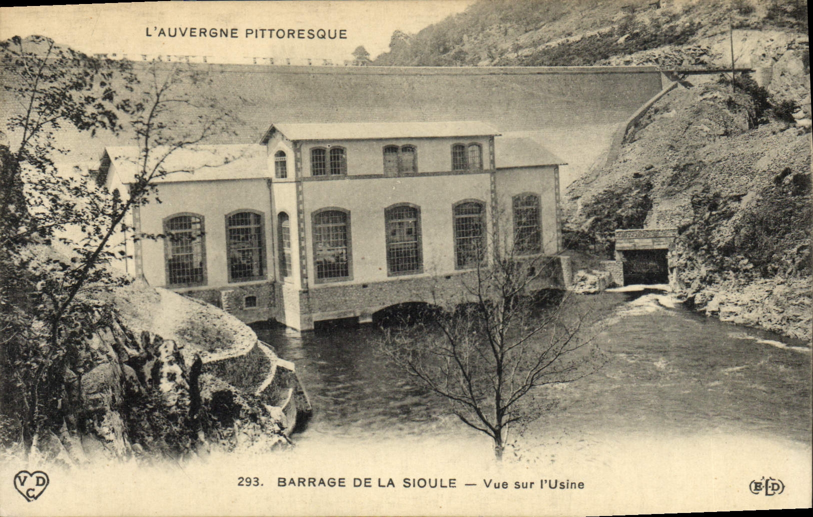 Vintage Postcard Electricity Stopping of Sioule Seen on the factory