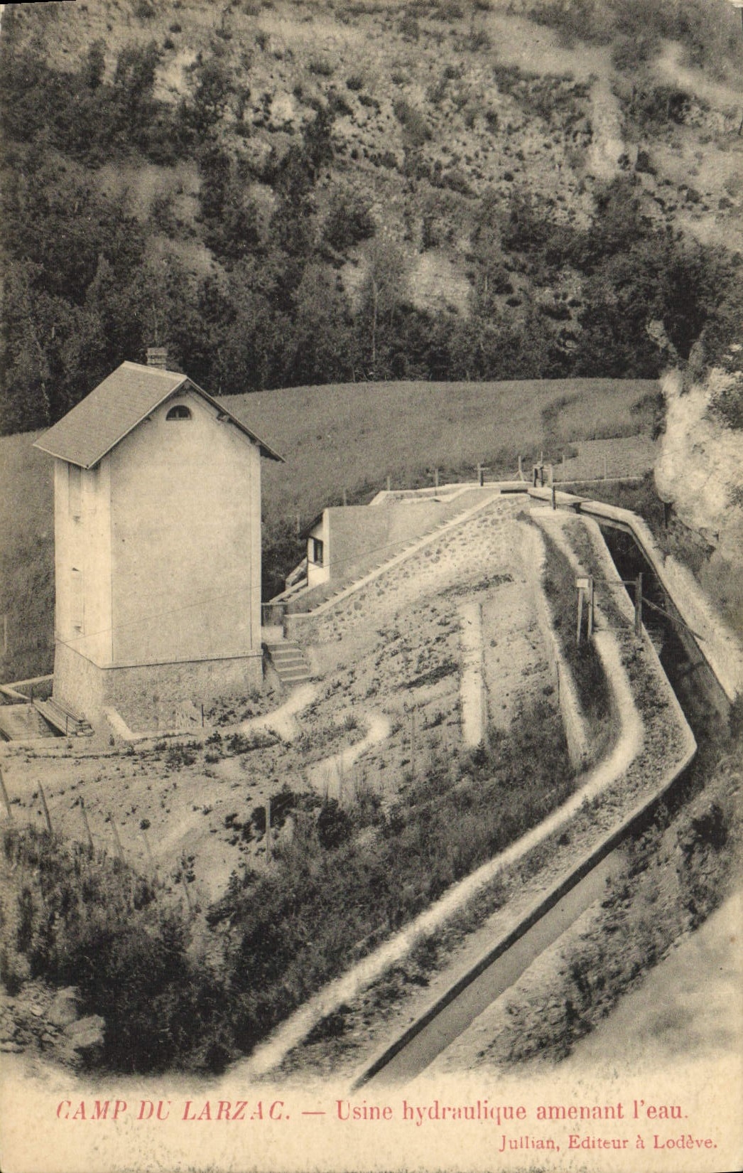 Vintage Postcard Electricity Camp of hydraulic Larzac Usune bringing water