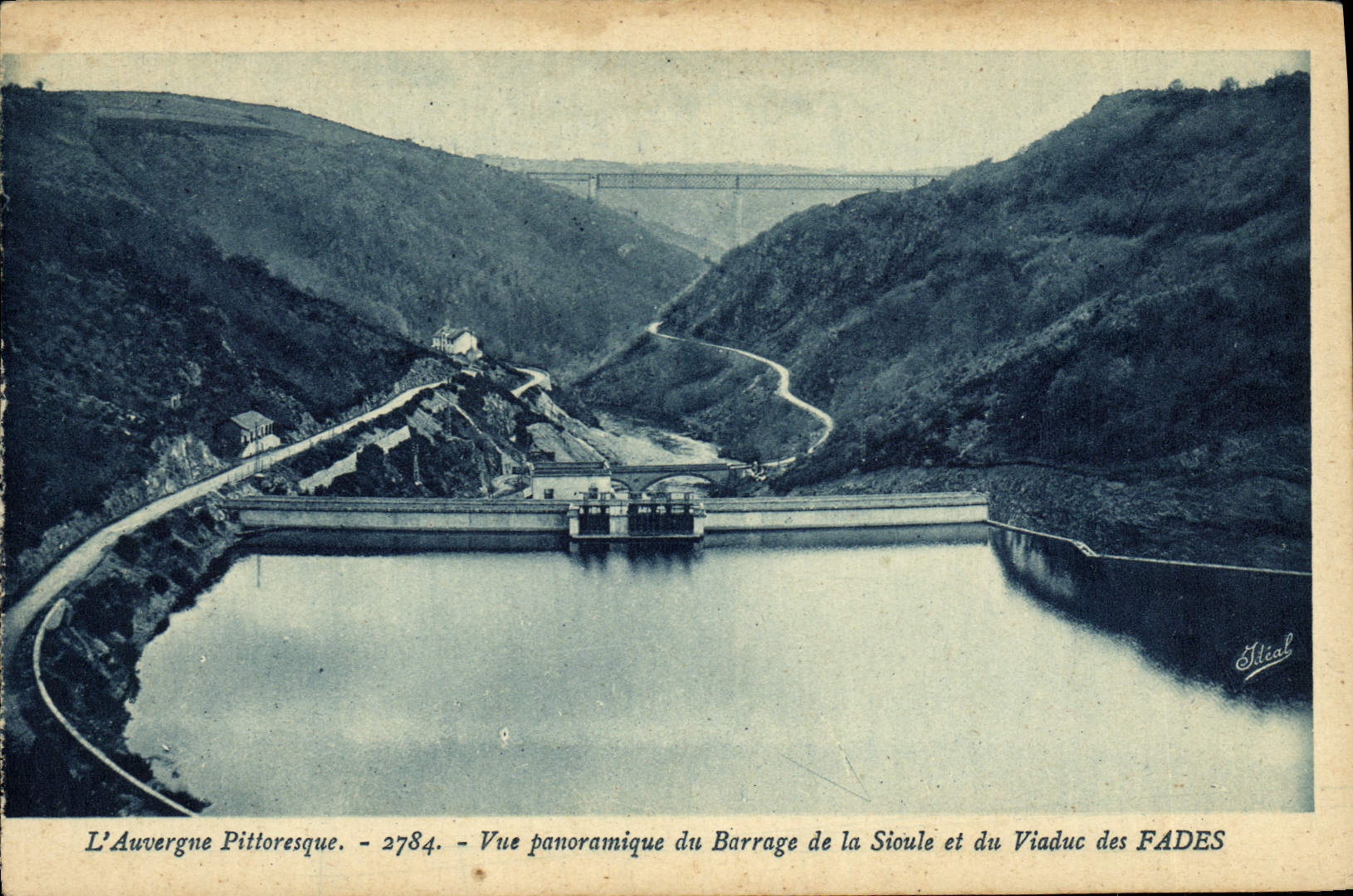 CPA Electricite Vue panoramique du barrage de la Sioule et du viaduc des Fades