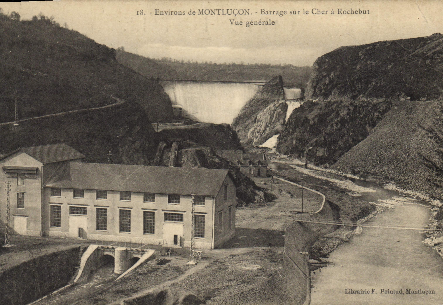 CPA Electricite Environs de Montlucon Barrage sur le Cher a Rochebut Vue generale