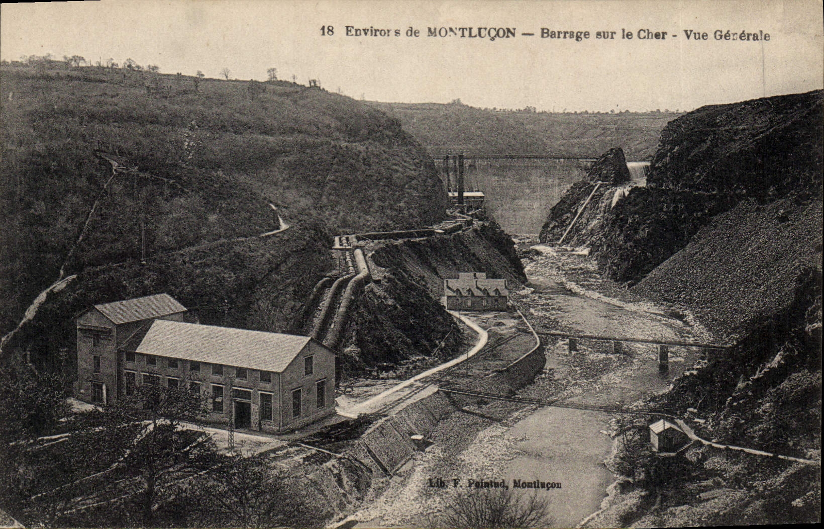 Vintage Postcard Electricity Surroundings of Montlucon Stopping on Dear general Vue