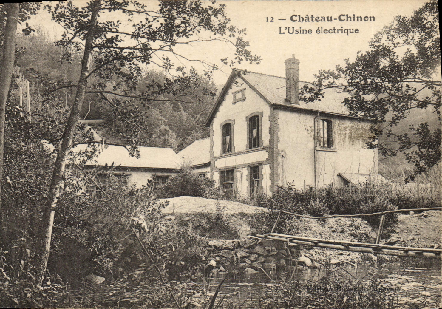 Vintage Postcard Electricity Chinon Castle the electric factory