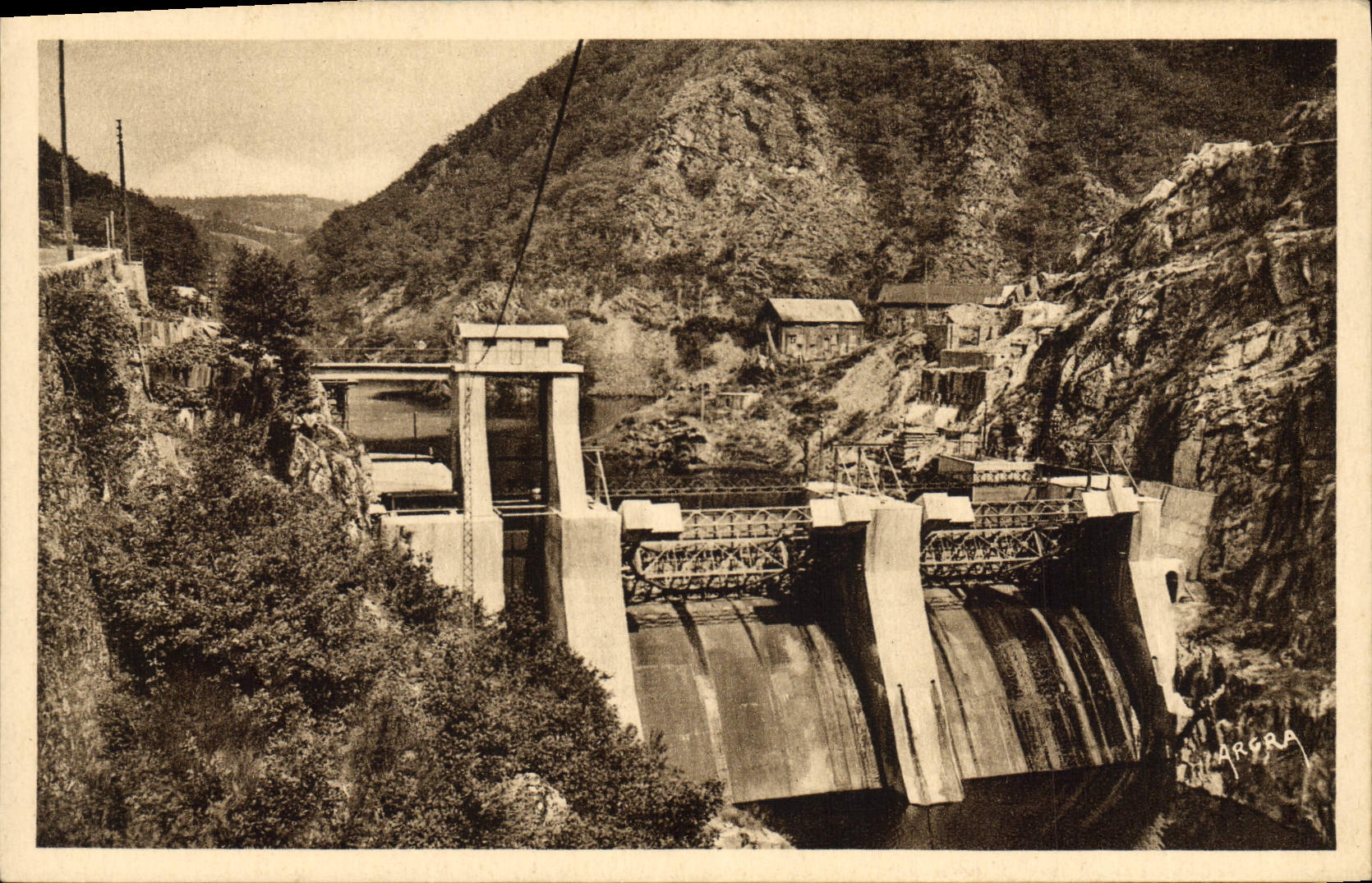 Vintage Postcard Electricity Valley of Truyere stopping of Cadene water of Truyere