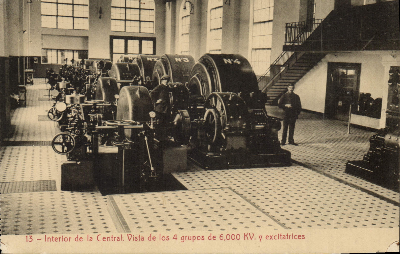 CPA Electricite Interior de la Central Vista de los 4 grupos de 6000 kv