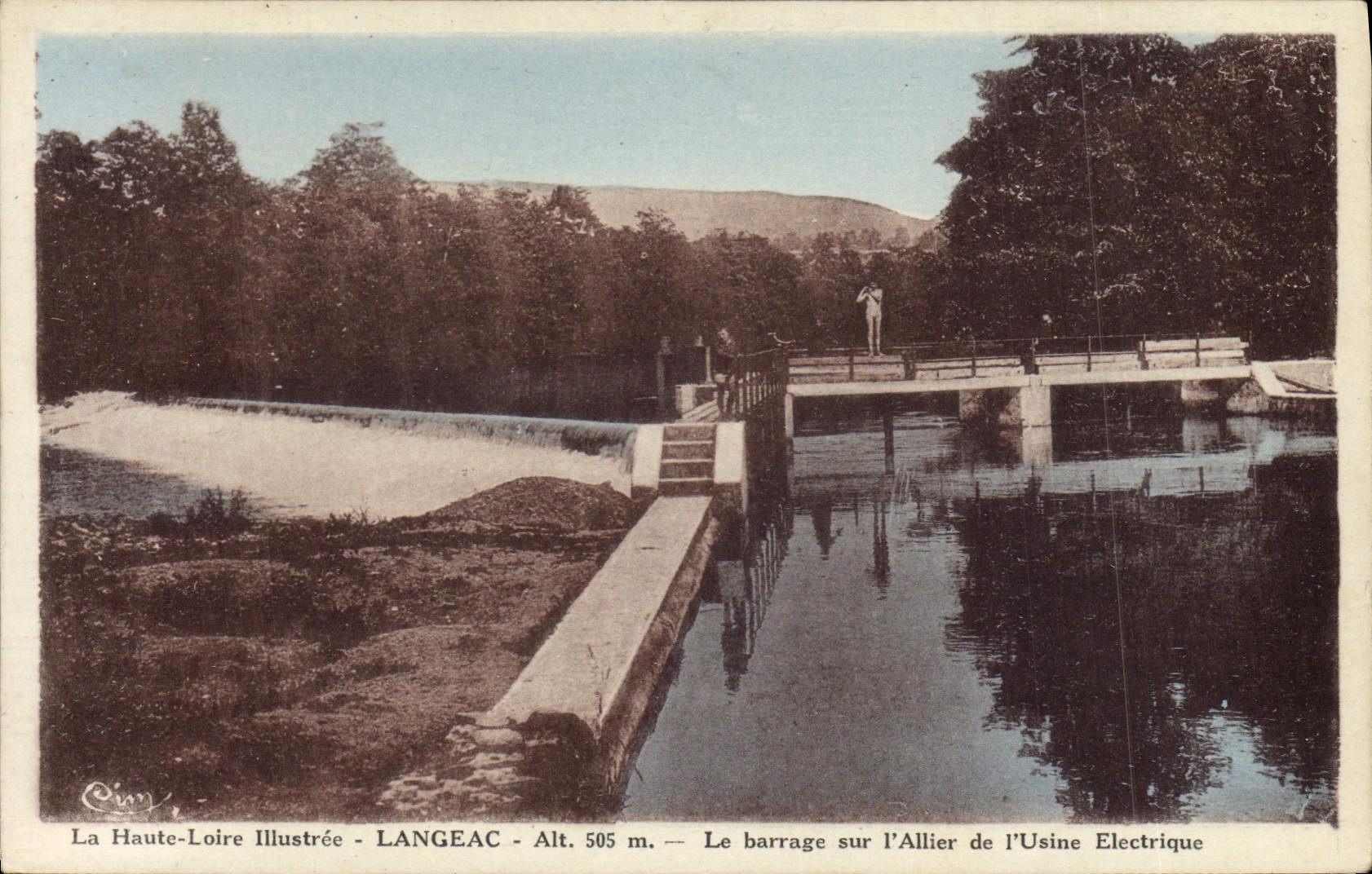 CPA Electricite Langeac Le barrage sur l'Allier de l'usine electrique