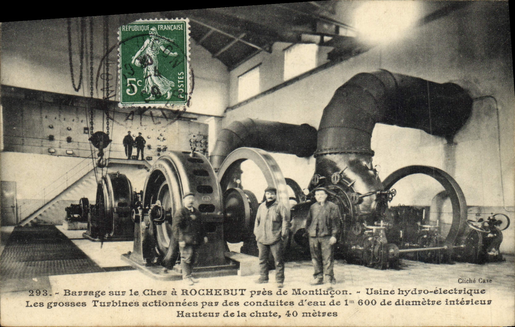 Vintage Postcard Electricite Stopping on the Expensive one has Rocebut close to Montlucon Usine hydro electric