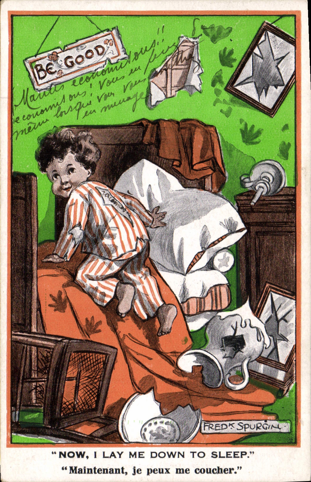 Vintage Postcard Fantasy Illustrator Child Now I lay me down to sleep
