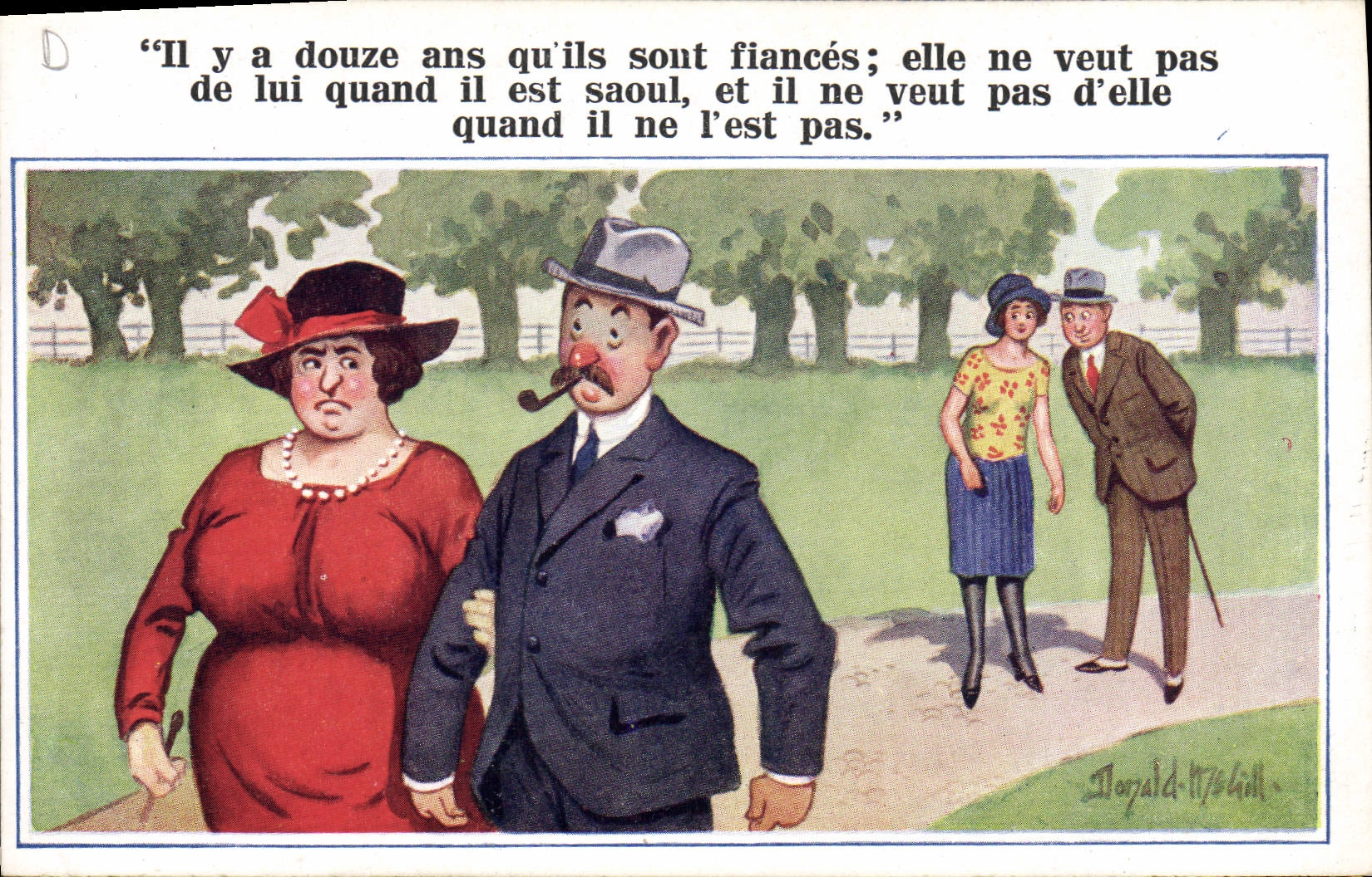 Vintage Postcard Fantaisie Illustrator Donald Mc Gill It has been twelve years that they are engaged