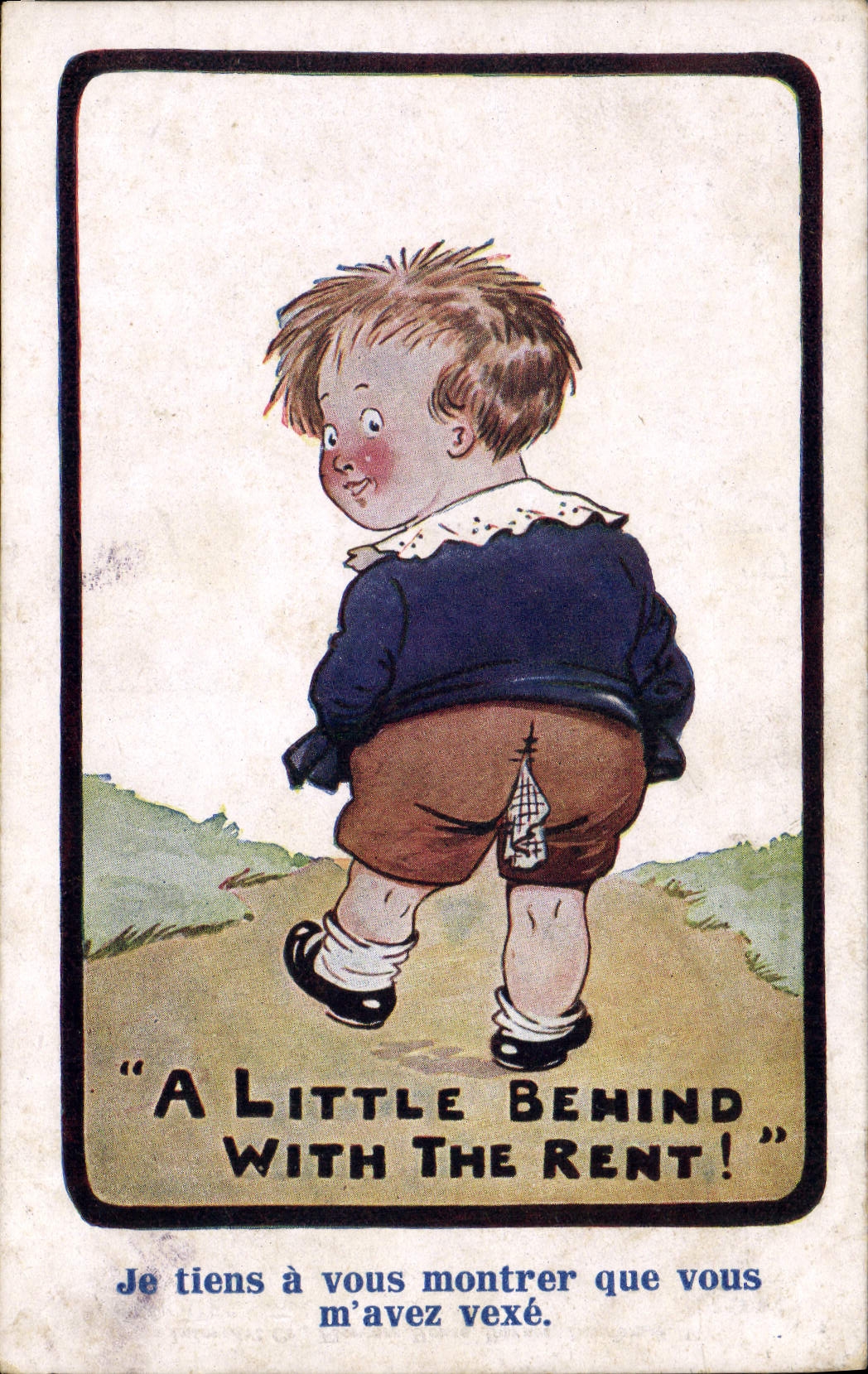 Vintage Postcards Fantaisie Illustrator Child A little behind with the rent