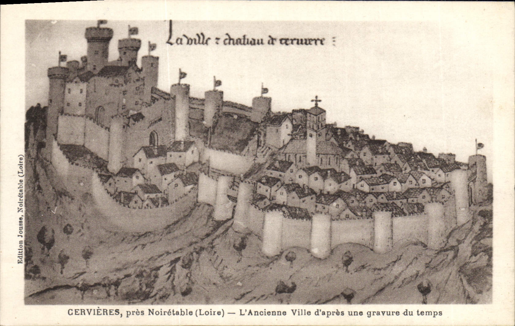 Vintage Postcard Cervieres close Noiretable the old city