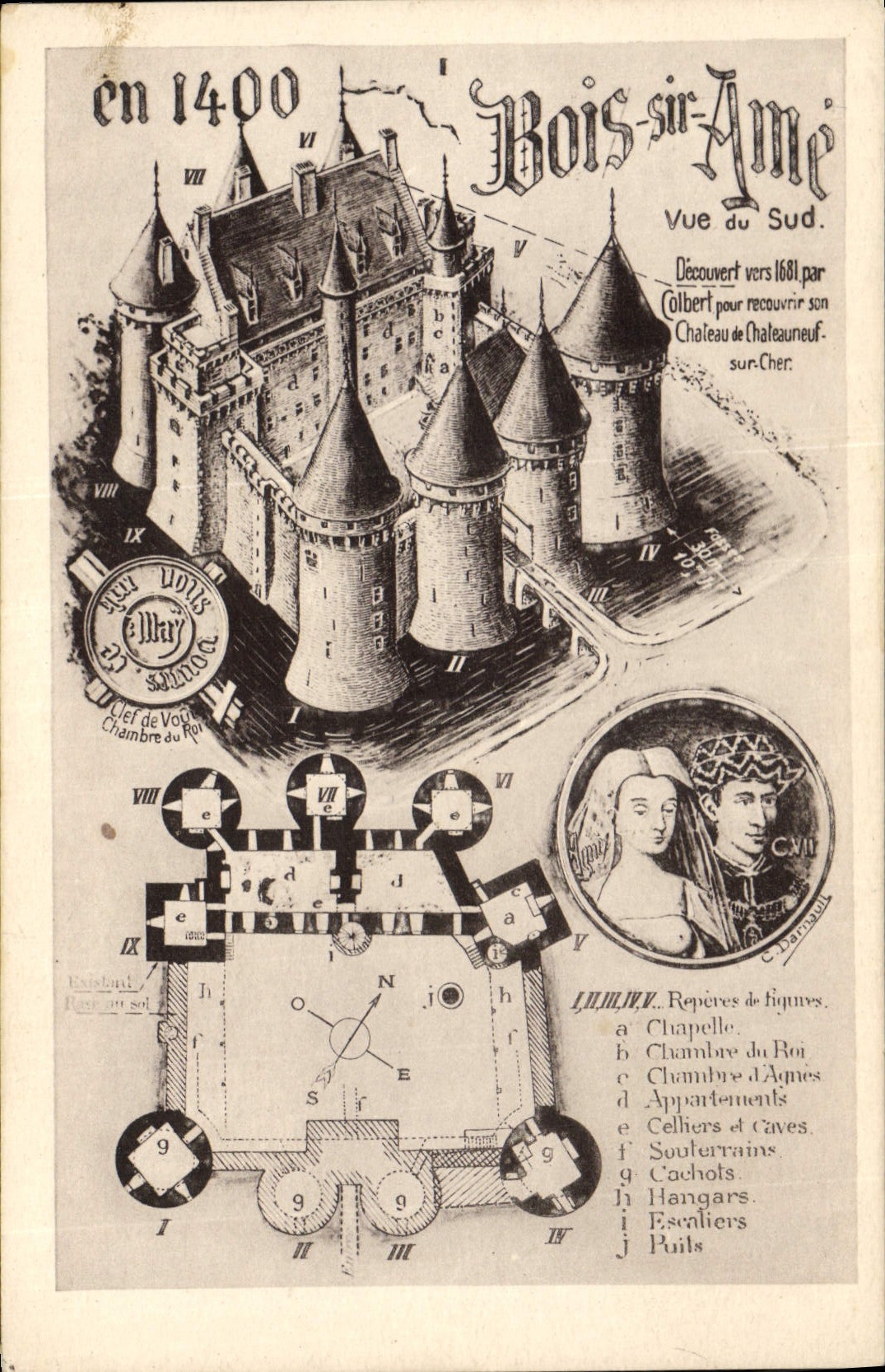 Vintage Postcard Wood on Heart in 1400