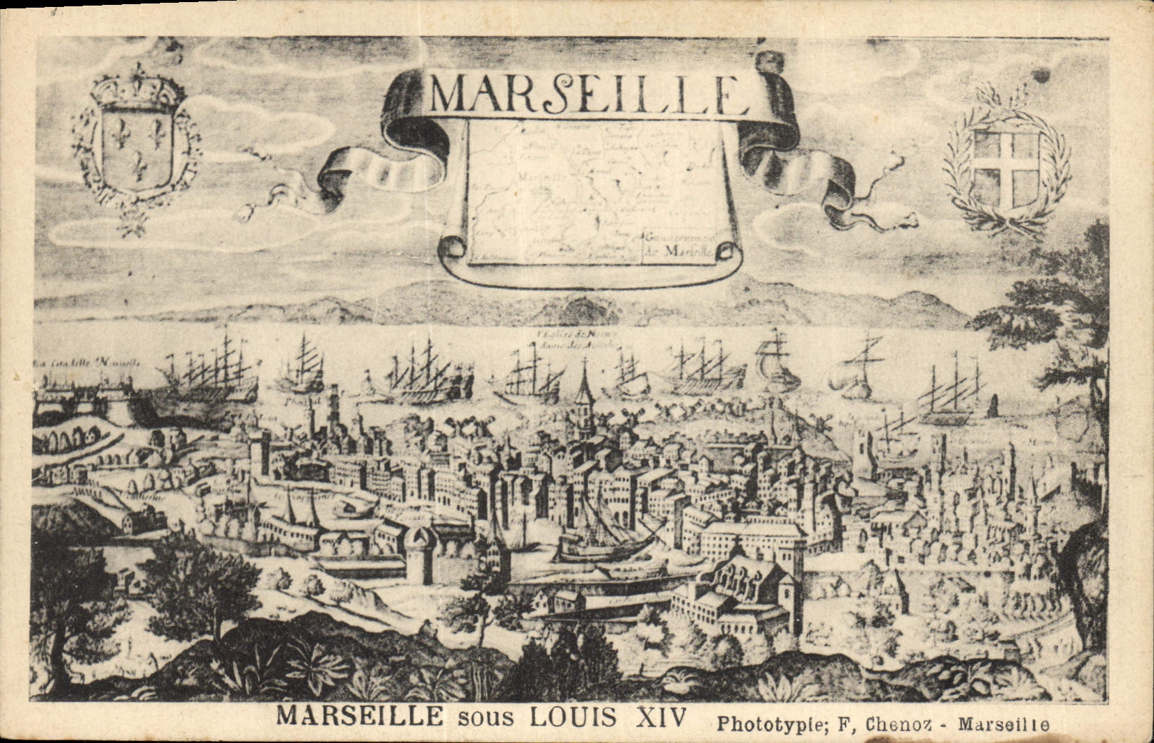 Vintage Postcard Marseilles under Louis XIV