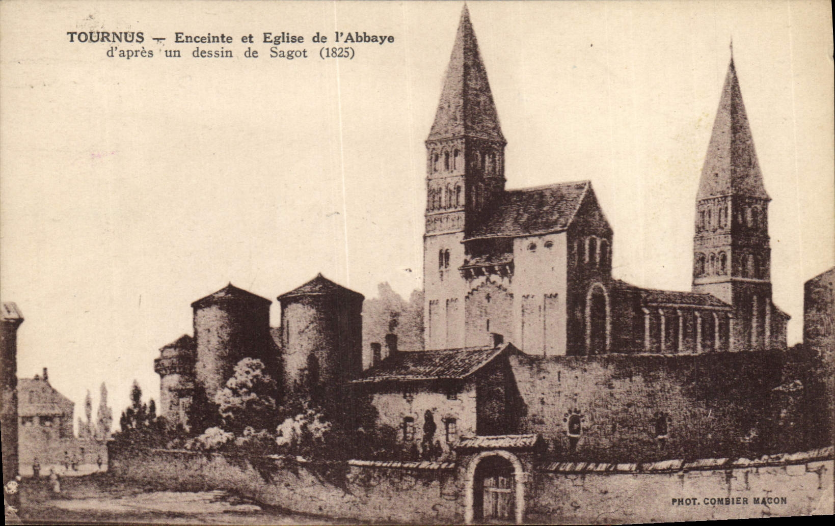 Vintage Postcard Tournus Enclosure and church of abbey 125