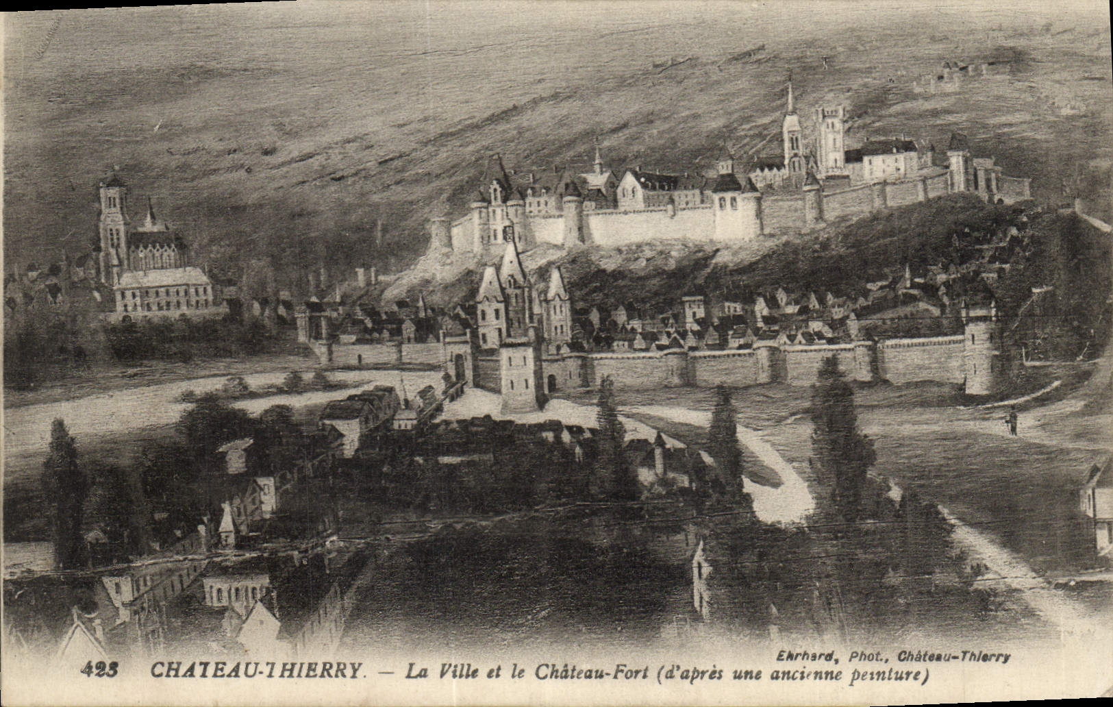 Vintage Postcard Castle Thierry the city and the strong castle