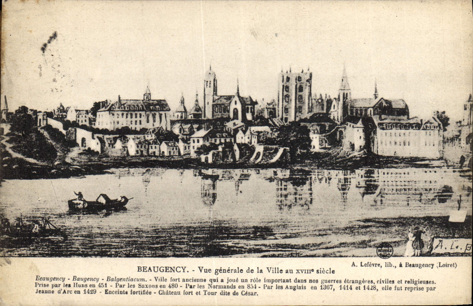 Vintage Postcard Beaugency Seen general of the city