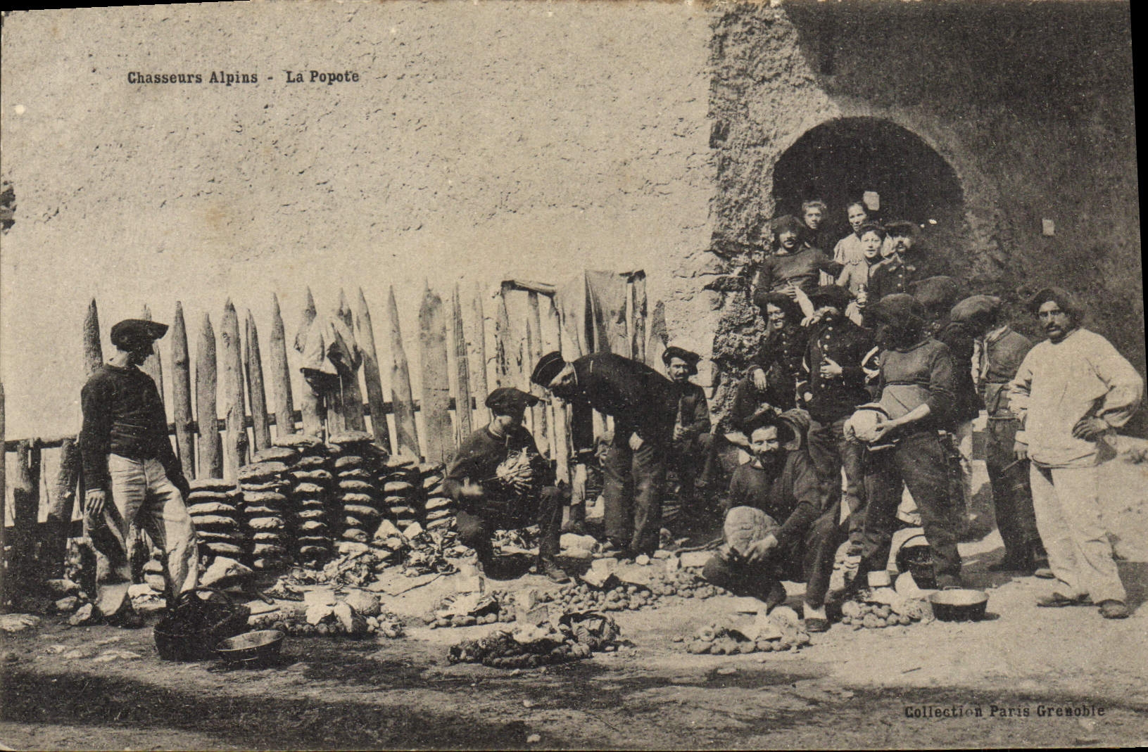 Vintage Postcard Militaria Alpine hunters cooking