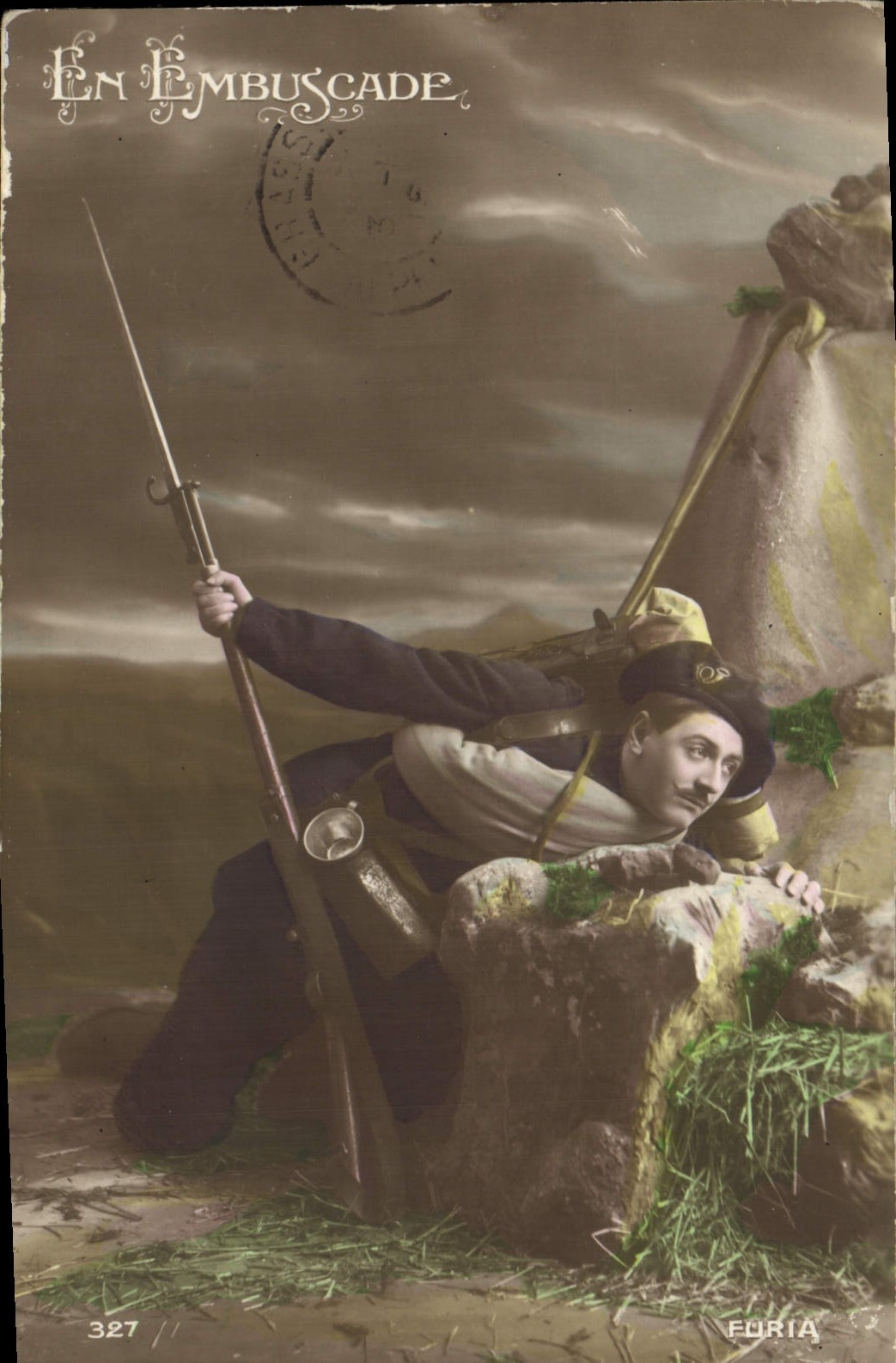 CPA Militaria Chasseurs Alpins En embuscade