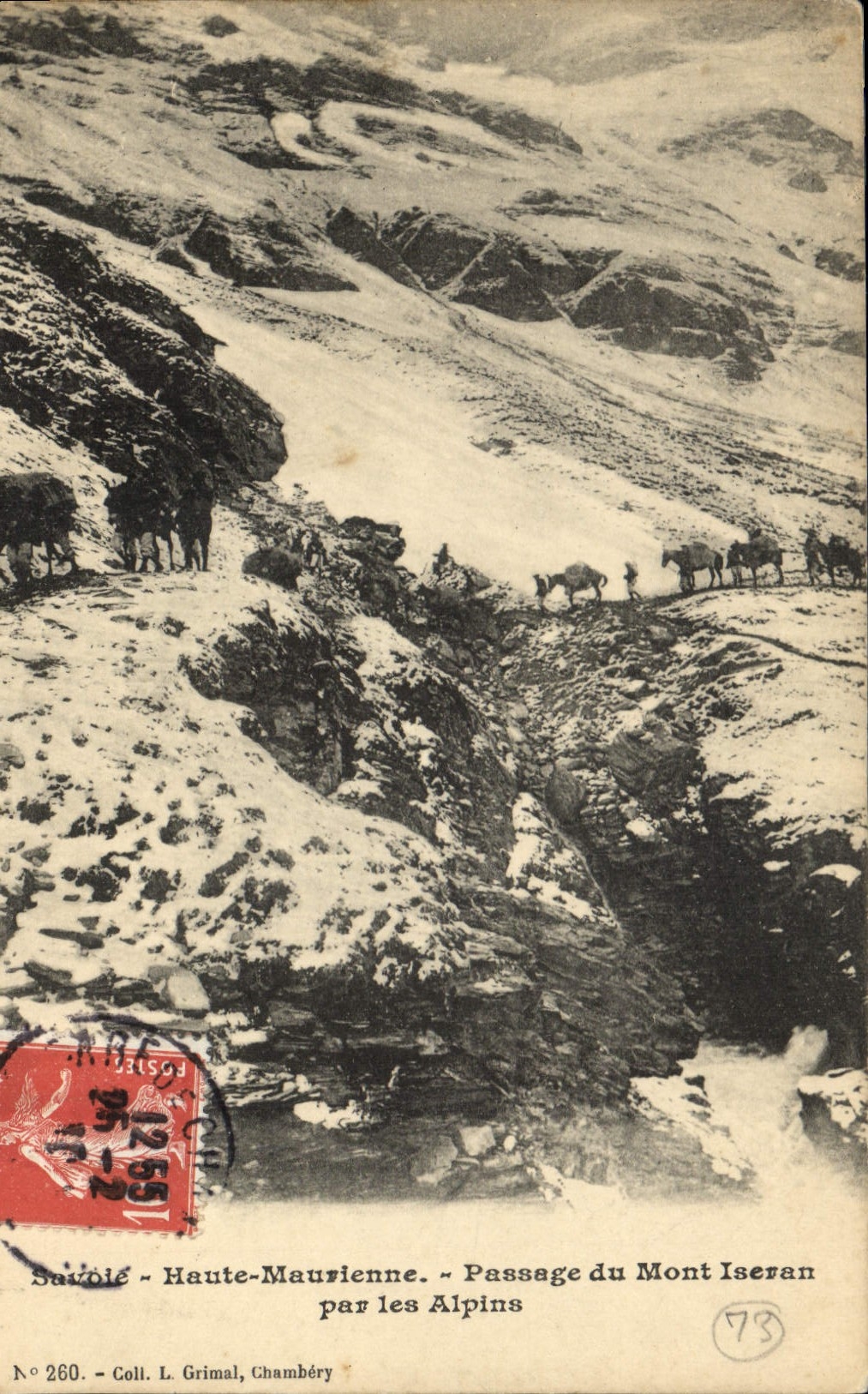 CPA Militaria Chasseurs Alpins Savoie Haute Maurienne Passage du Mont Iseran par les Alpins
