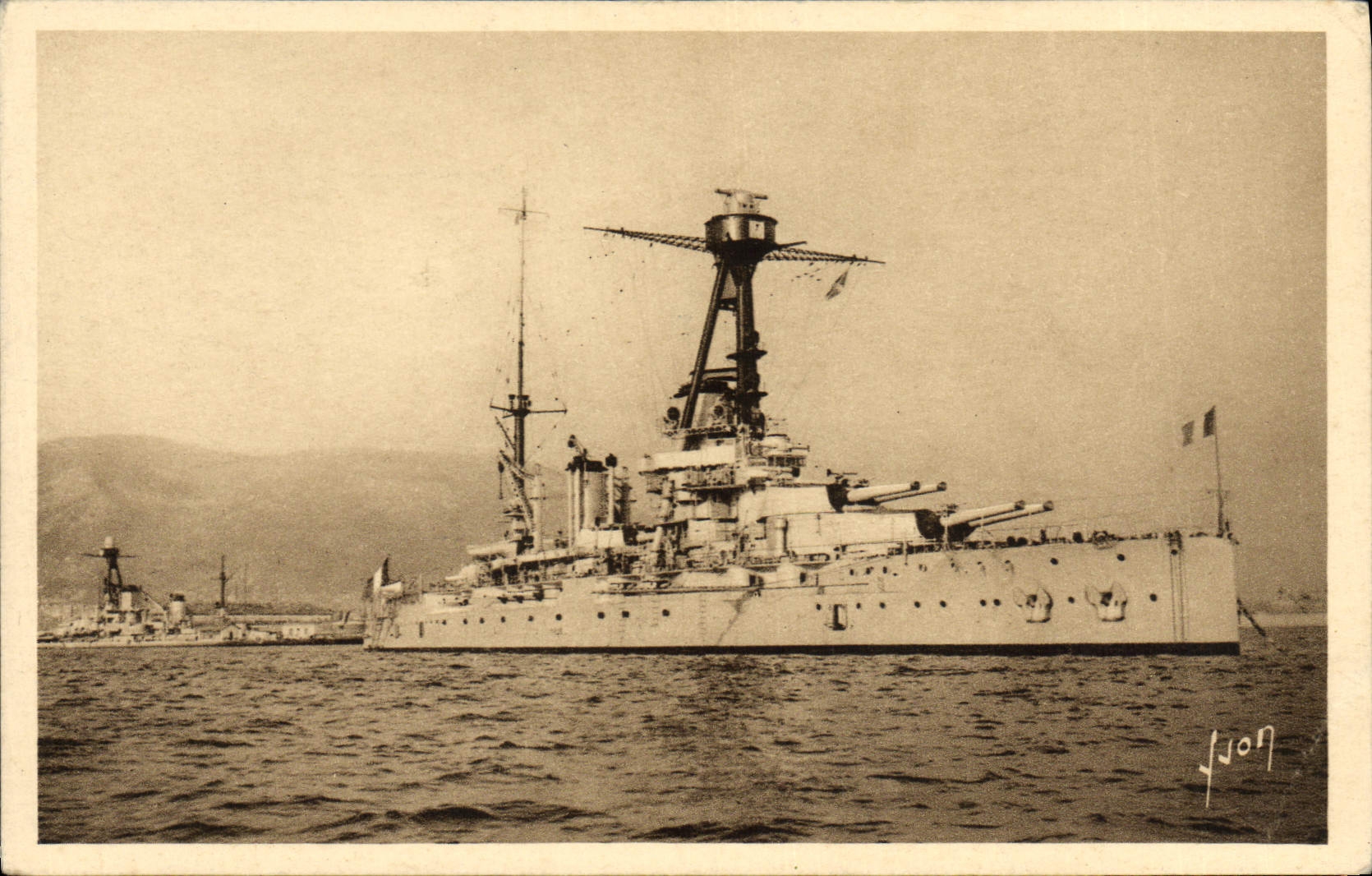 Vintage Postcard Bateau Toulon Armours Lorraine