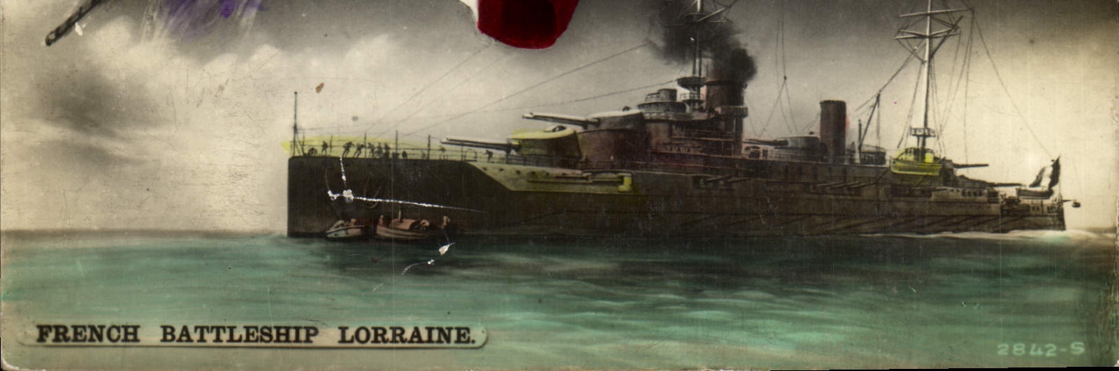Vintage Postcard Boat French battleship Lorraine