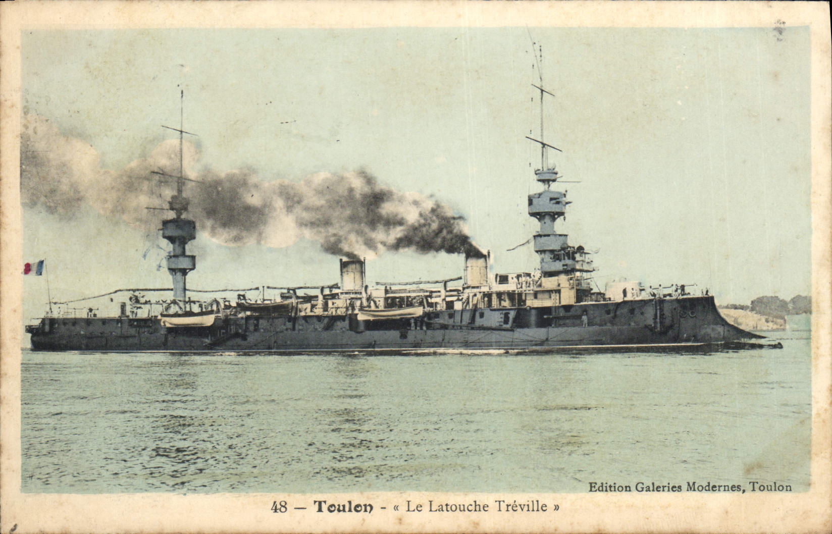Vintage Postcard Toulon Boat Latouche Treville