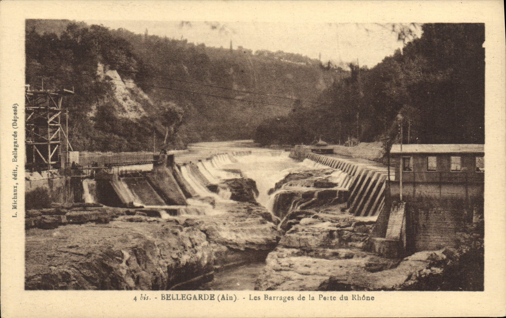 Vintage Postcard Bellegarde Electricity stoppings of the loss of the Rhone