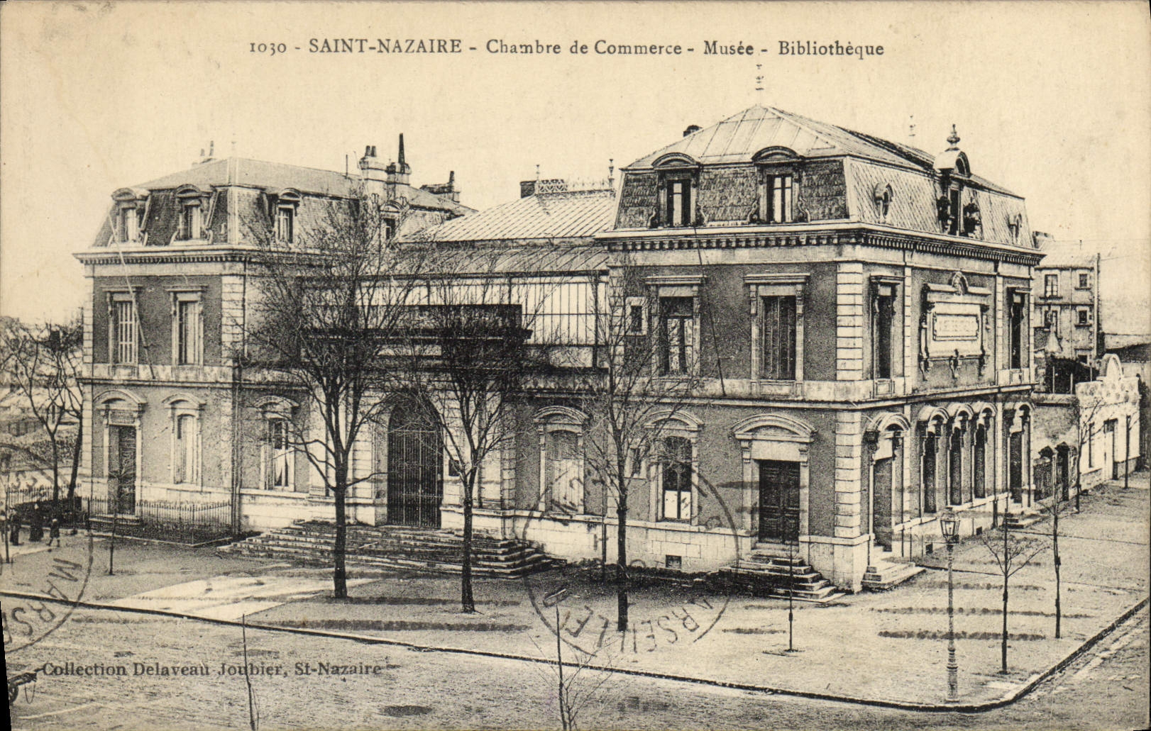 Vintage Postcard Chamber of commerce Museum Library Saint Nazaire