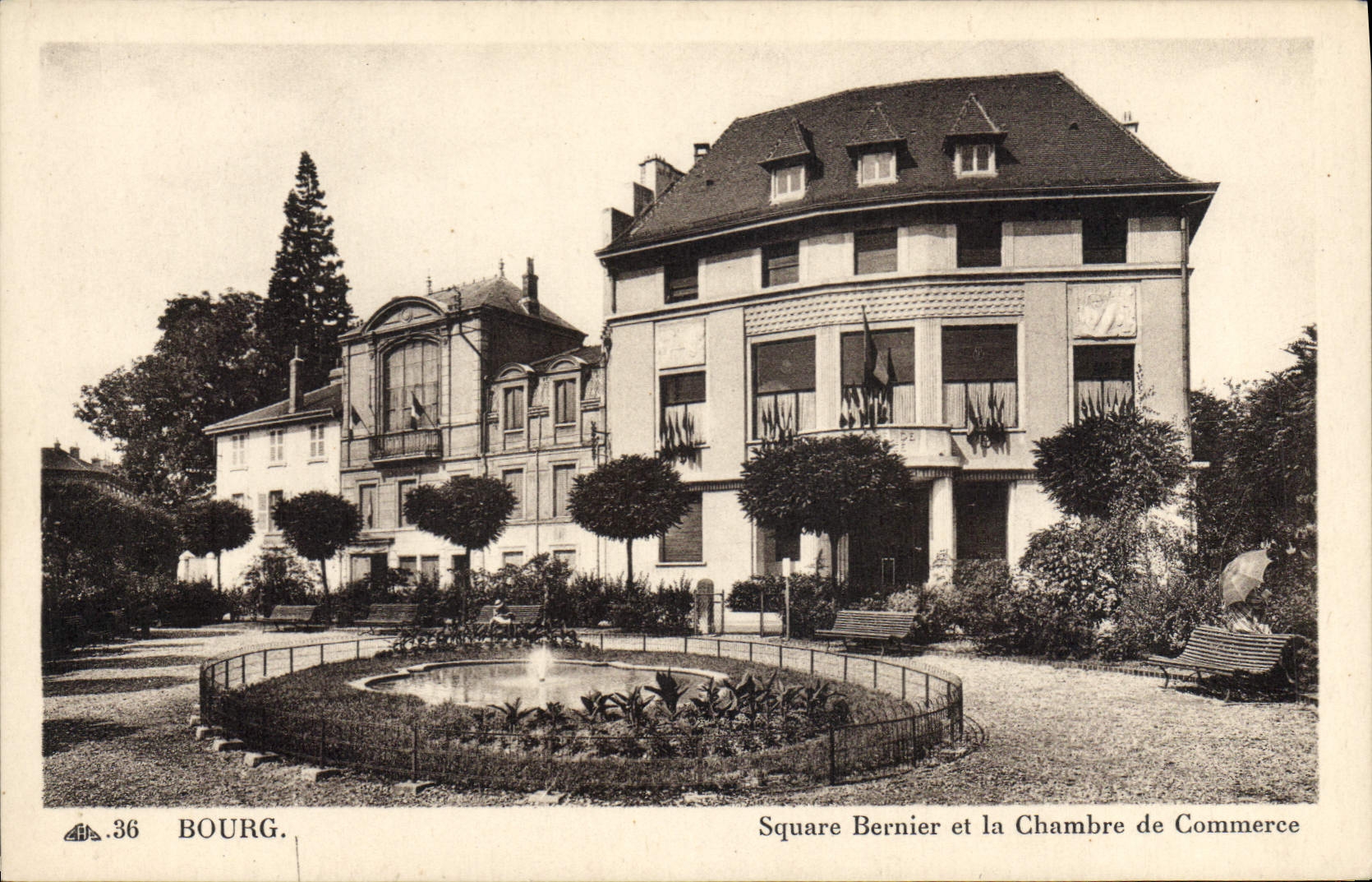 Vintage Postcard Borough Public garden Bernier and the Chamber of commerce