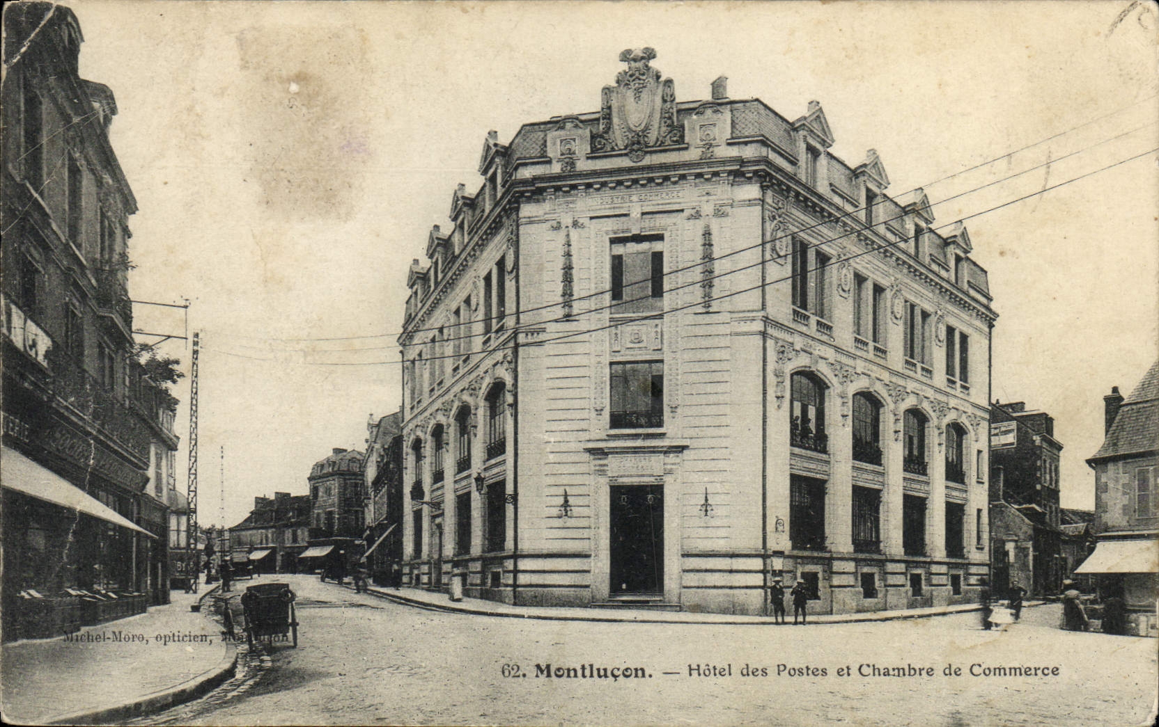 Vintage Postcard Montlucon Post office building and Chamber of commerce