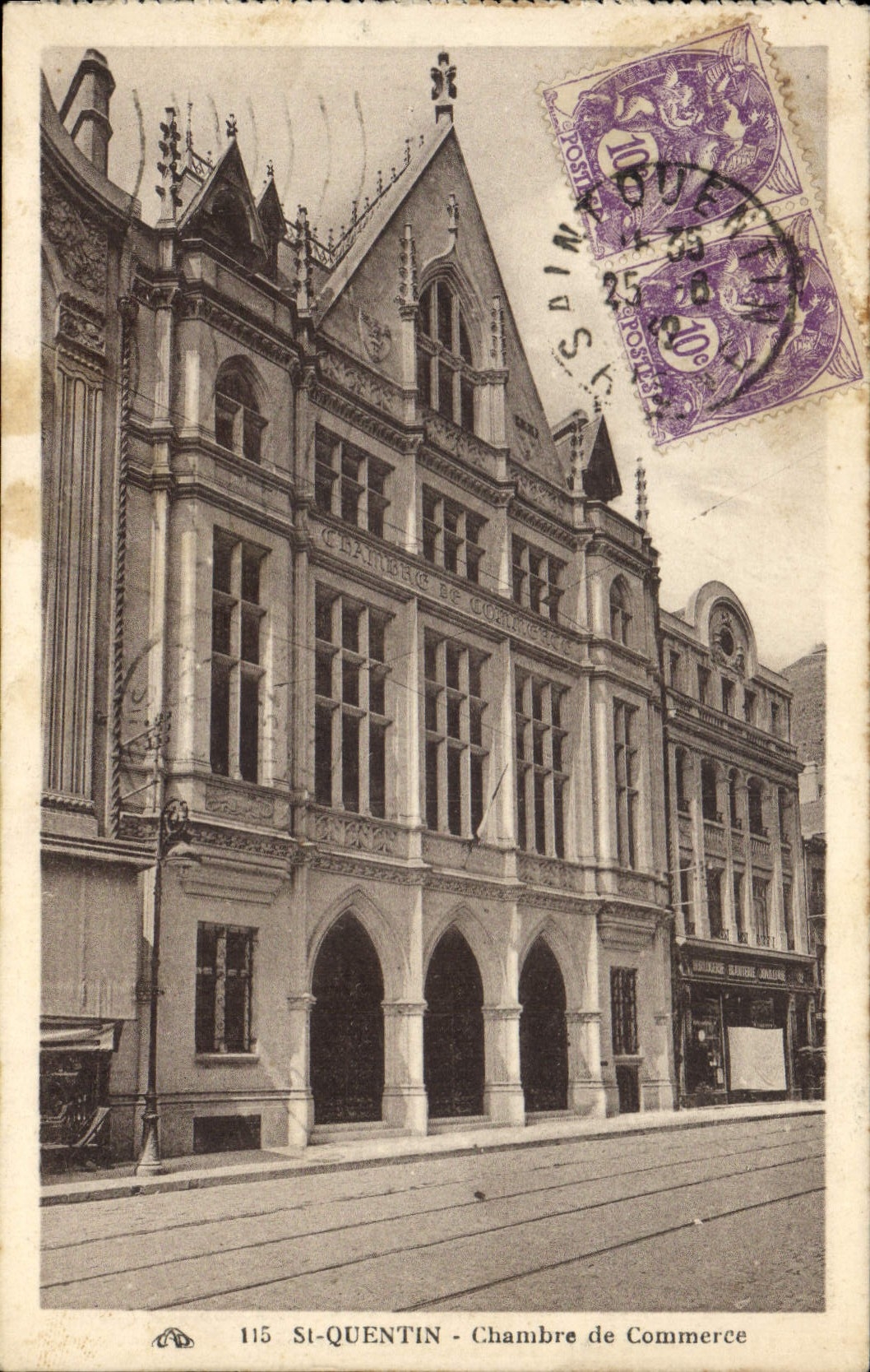 Vintage Postcard Chamber of commerce Saint Quentin
