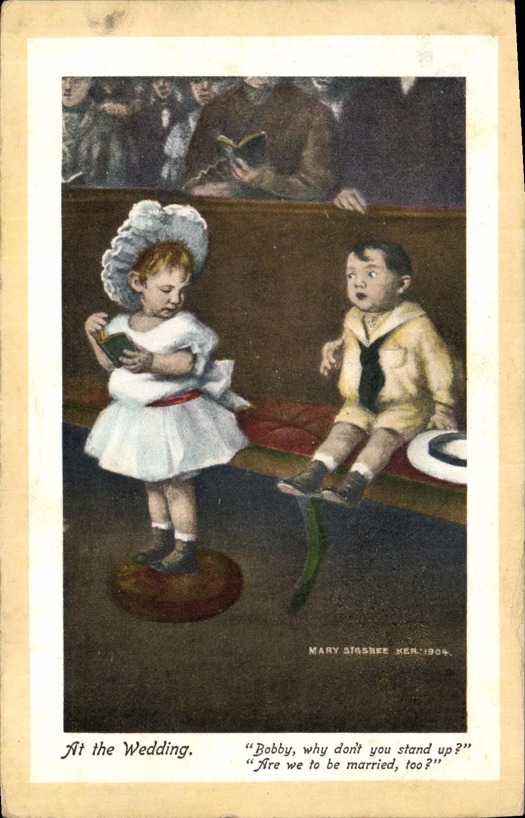 Vintage Postcard Fantasy Illustrator Children At the wedding
