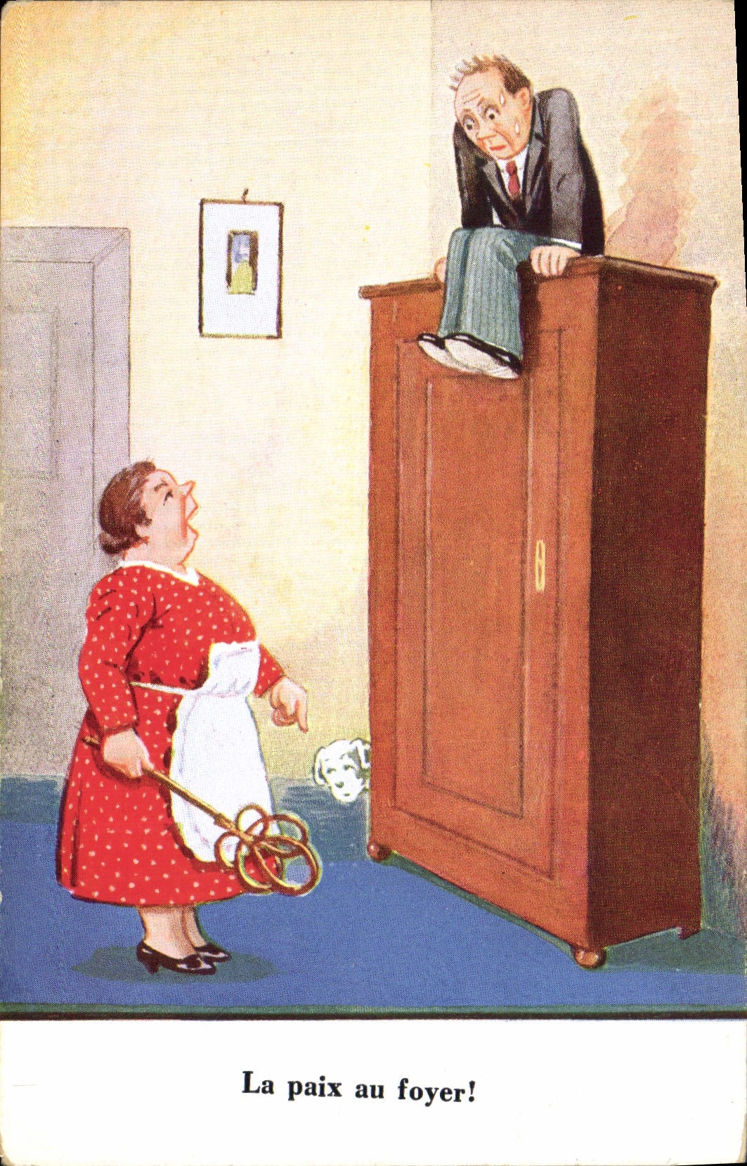 Vintage Postcard Fantasy Illustrator Woman peace with the hearth