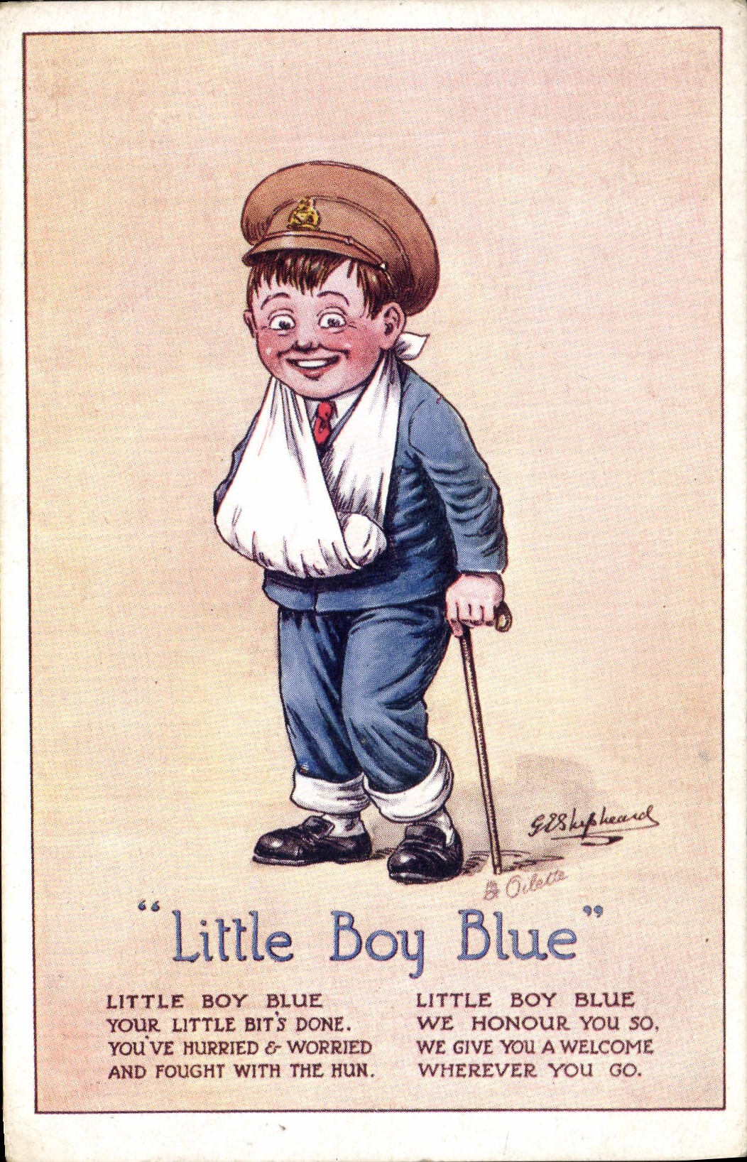 Vintage Postcard Fantasy Illustrator Child Little Boy Blue