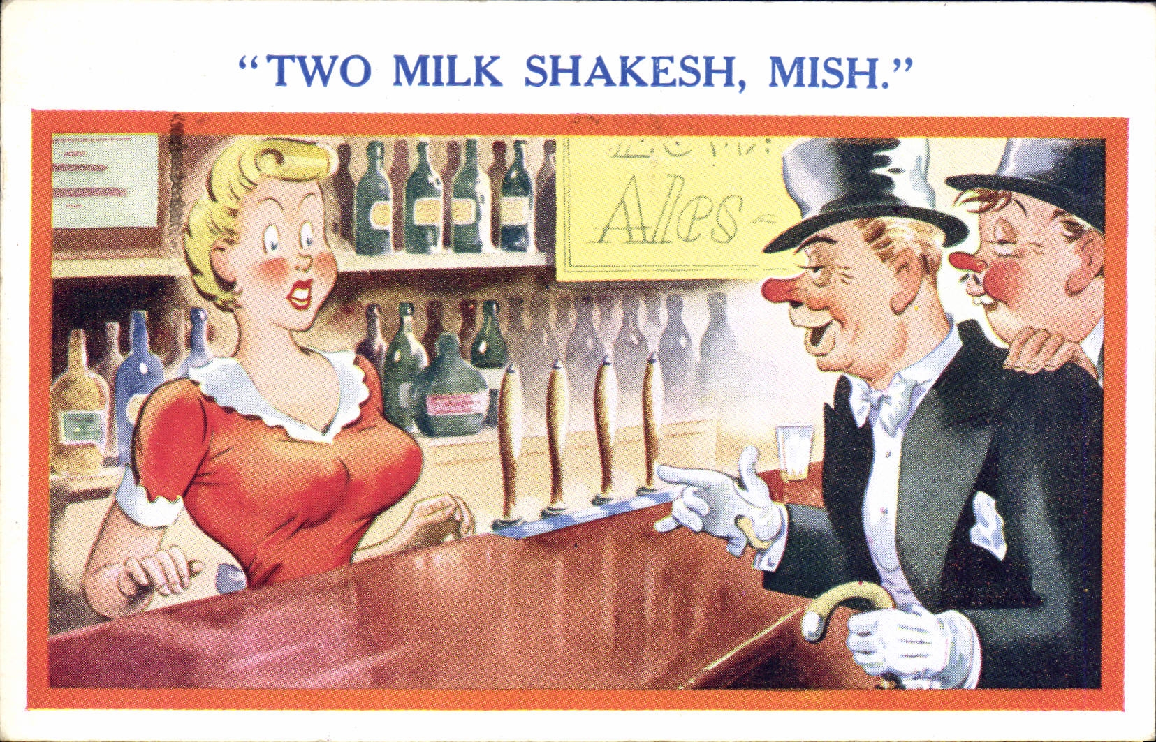Vintage Postcard Fantasy Illustrator Two milk shakesh mish