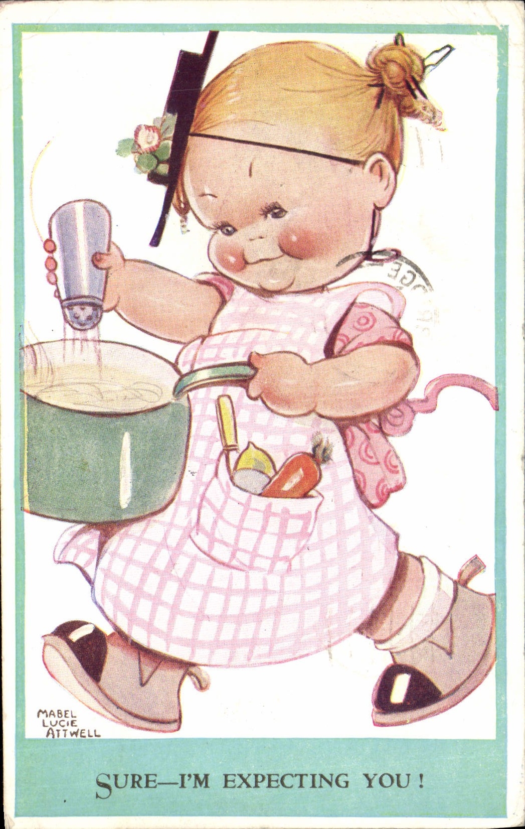 Vintage Postcard Fantasy Illustrator Sour Child i' m expecting you