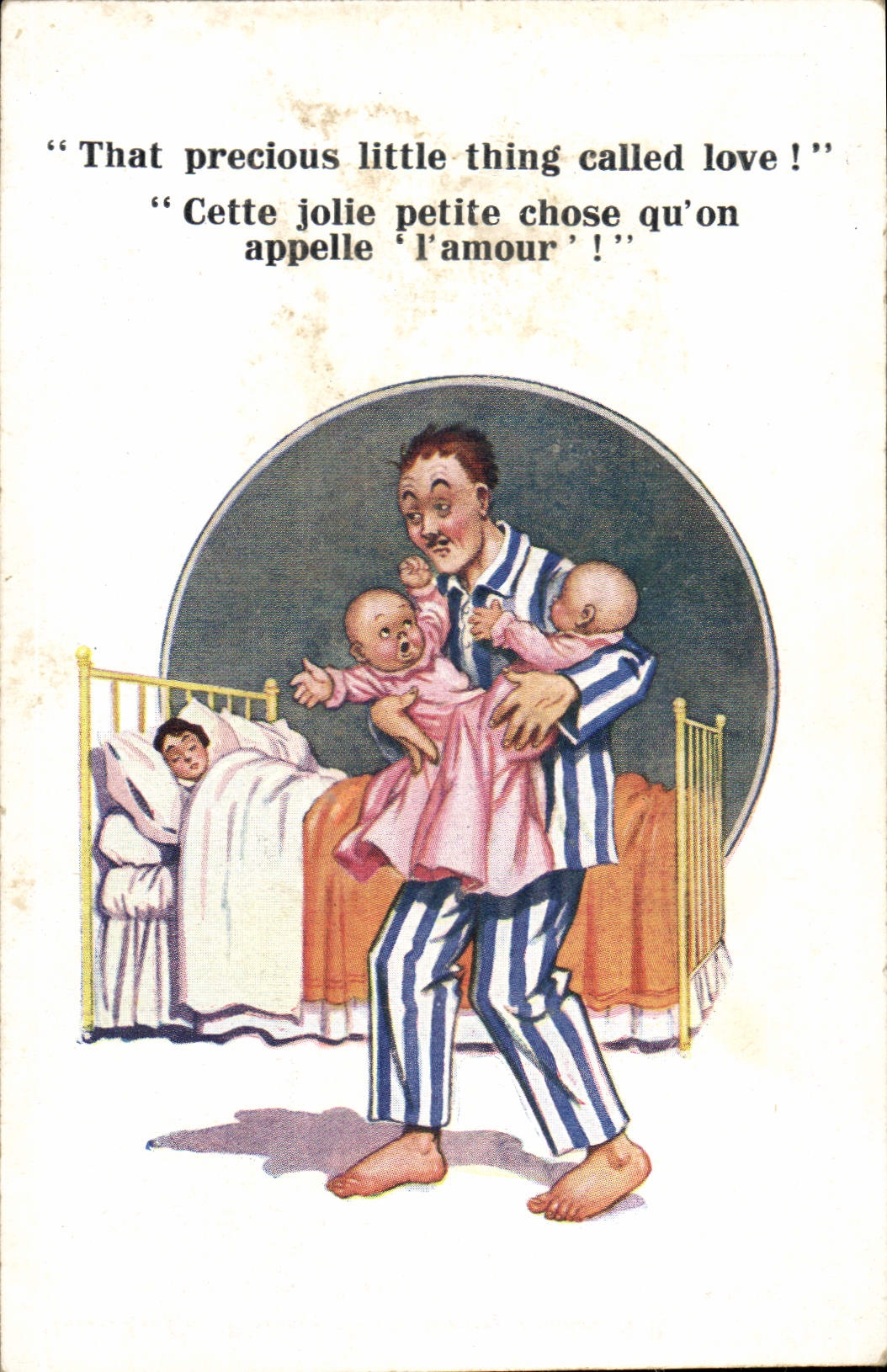 Vintage Postcard Fantasy Illustrator Children Man