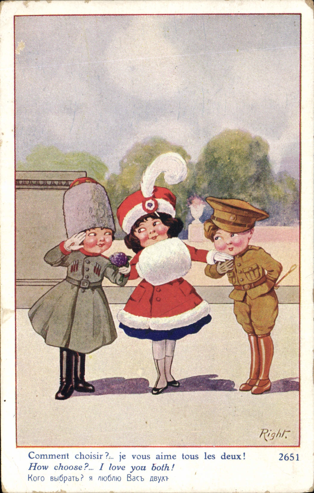 Vintage Postcard Fantasy Illustrator Children Right Militaria