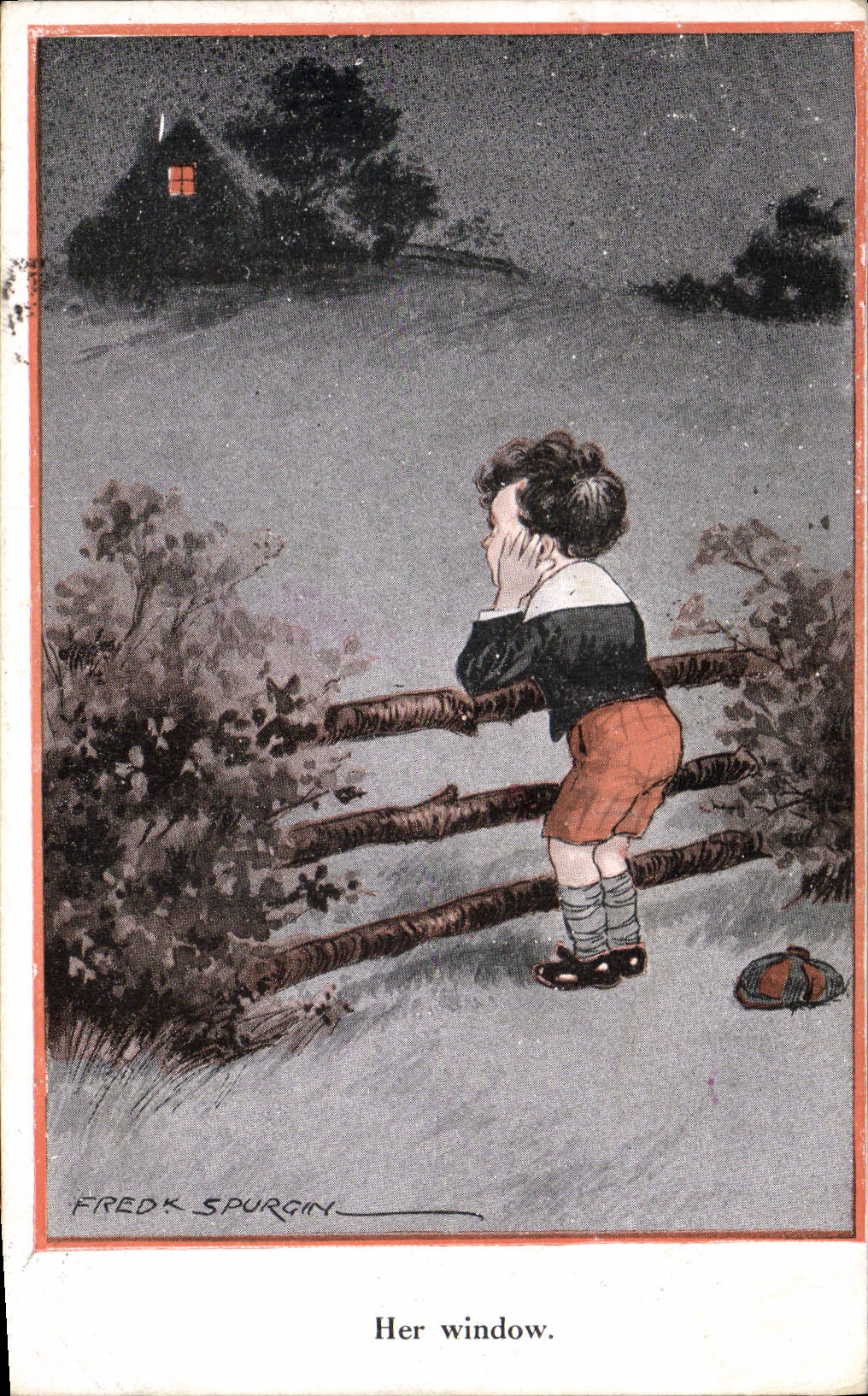 Vintage Postcard Fantasy Illustrator Child Fred Spurgin Her window
